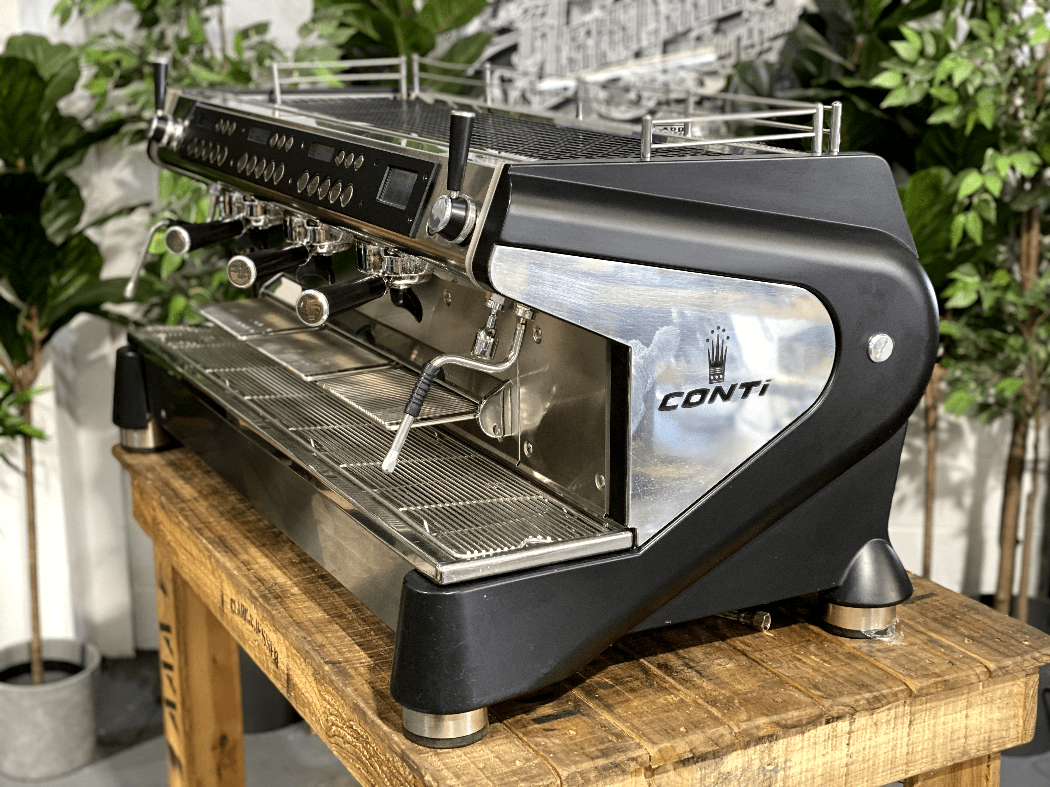 Conti Monte Carlo 3 Group Black Commercial Espresso Machine for Cafes & Restaurants - Professional Coffee Maker for High Volume Brewing