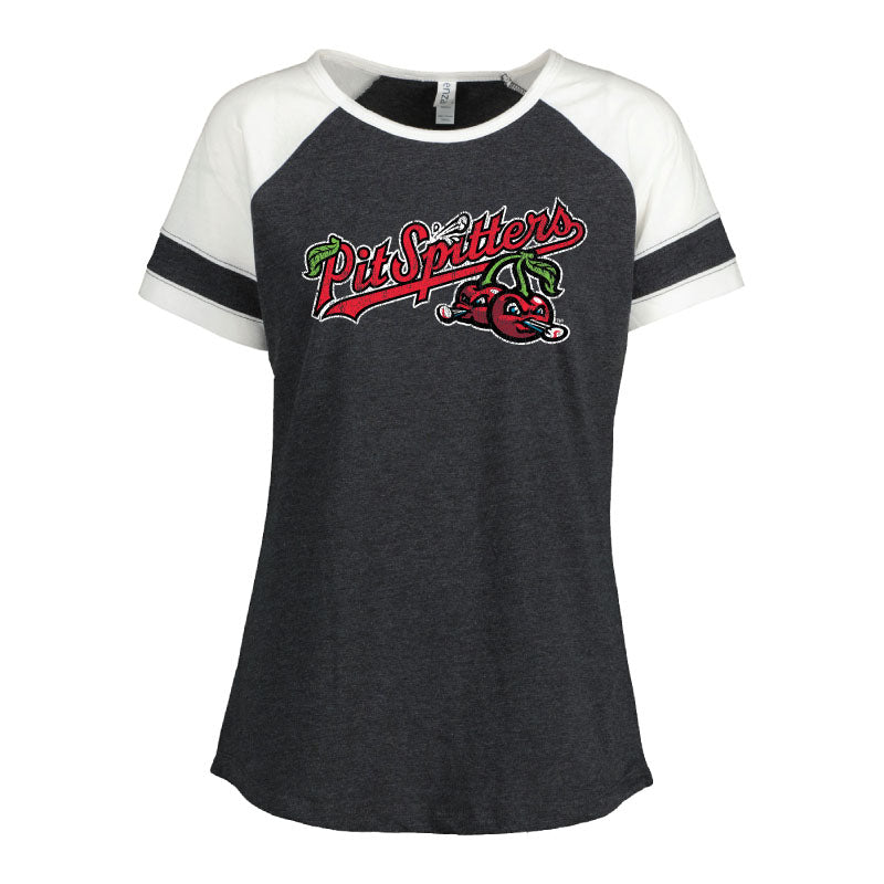 Distressed Colorblock Jersey Tee for Women - Trendy Primary Logo Graphic T-Shirt - Casual Streetwear for Everyday Wear & Outings