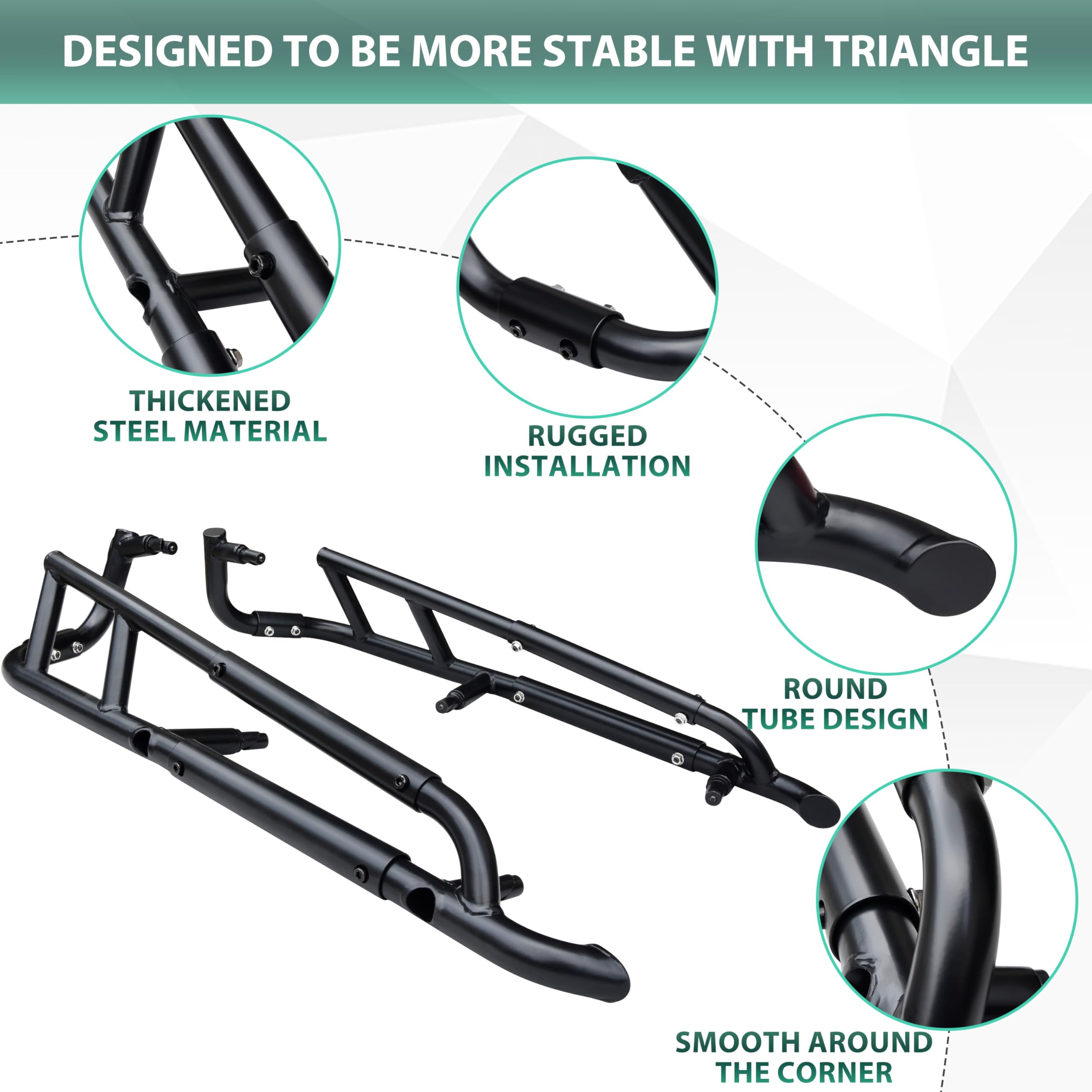 Heavy Duty Steel Black Nerf Bars Rock Sliders for Polaris RZR XP 1000 2024-2025 | Side Steps & Tree Kickers with Bumper Guard | Off-Road Protection for 2-Door UTV Accessories (Left & Right) | Perfect for Trail Riding & Rock Crawling