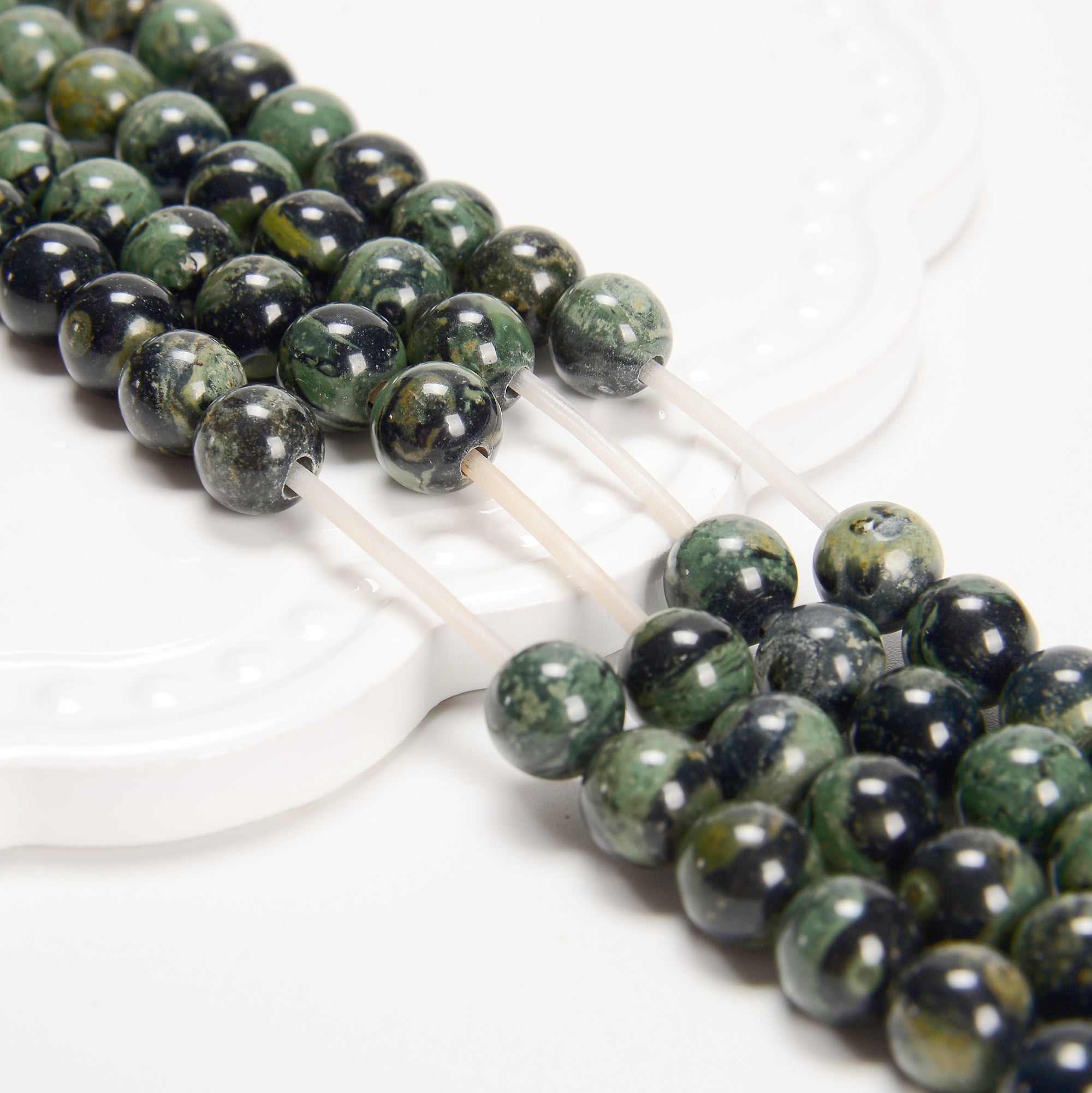 Premium 2.0mm Hole Kambaba Jasper Smooth Round Beads - 8mm, 10mm, 15.5mm Strands for Jewelry Making, DIY Crafts, Meditation & Healing Bracelets - Natural Stone Beads for Necklaces, Bracelets & Spiritual Accessories