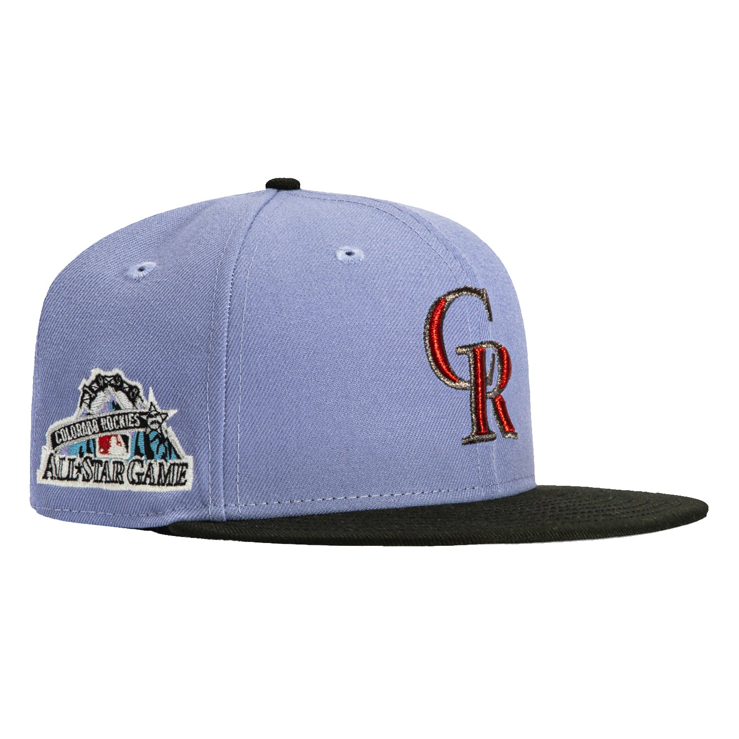 New Era 59Fifty Colorado Rockies 1998 All Star Game Patch Baseball Cap - Lavender, Black, Red - Vintage MLB Hat for Baseball Fans & Collectors - Perfect for Games, Collecting & Casual Wear