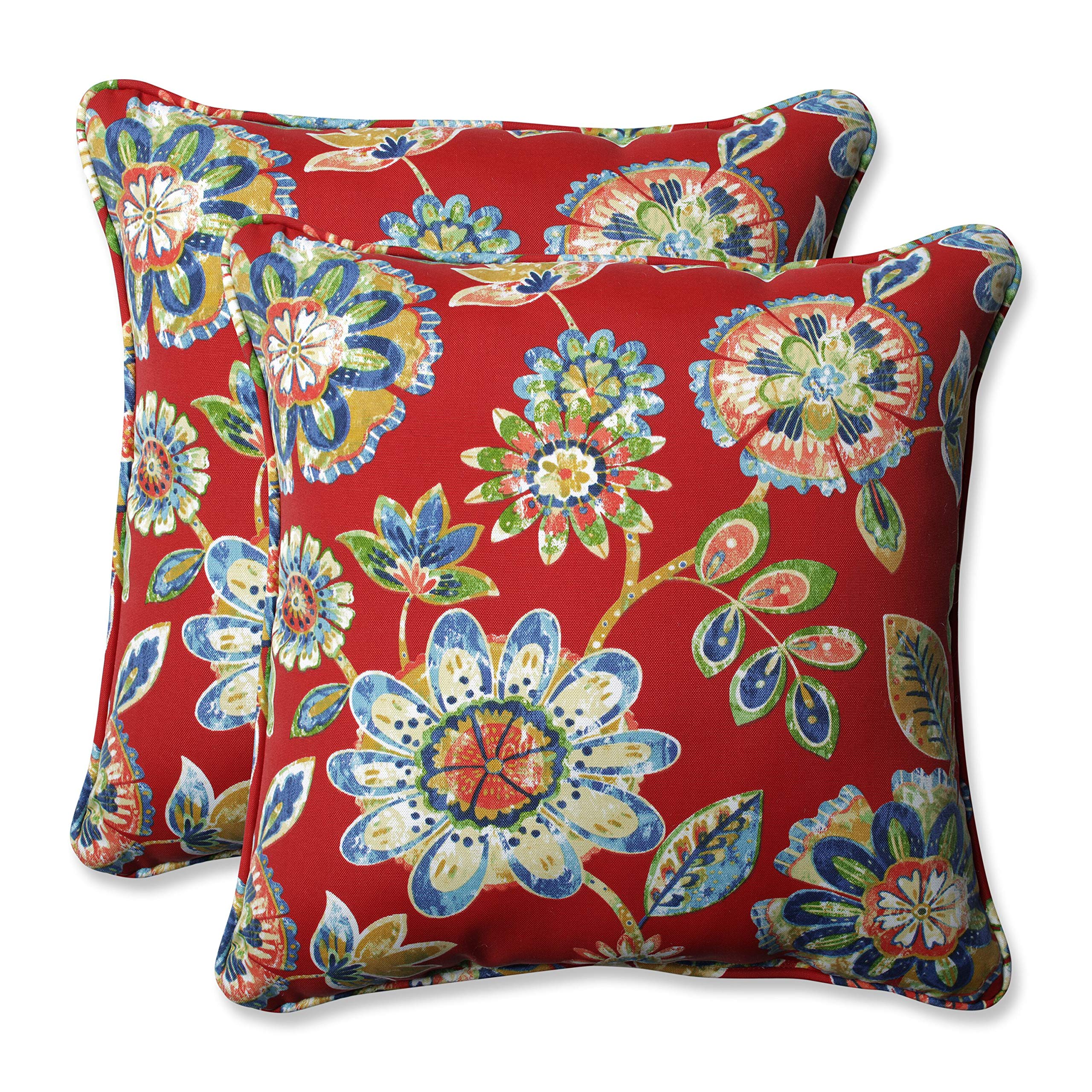 Premium Daelyn Cherry Red Throw Pillows 16.5x16.5 Inch - Set of 2 for Indoor/Outdoor Use - Soft Decorative Cushions for Sofa, Bed, Patio & Garden Decor