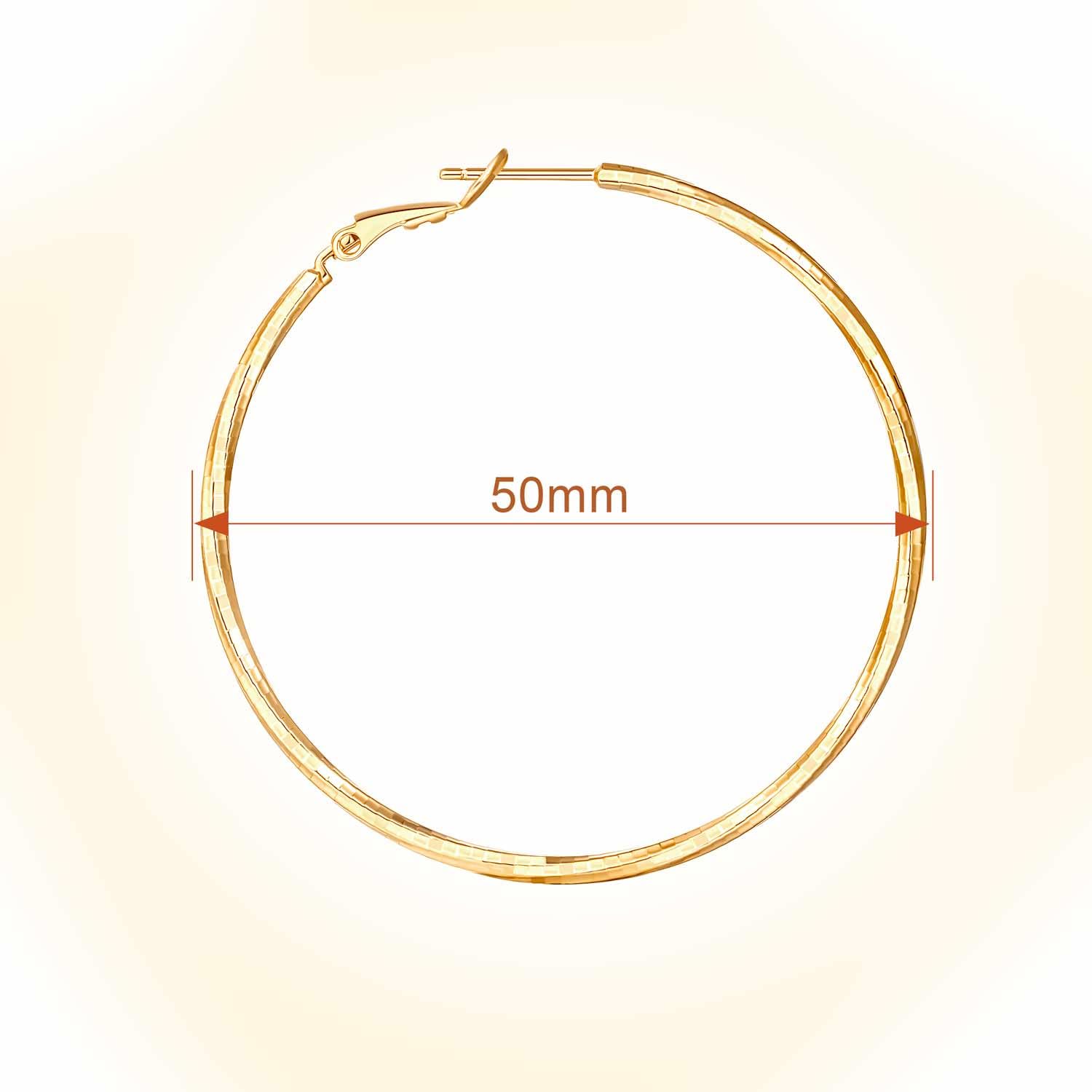 AMELINE 50mm Large Gold Hoop Earrings for Women - Lightweight Twisted Hoop Earrings, Fashion Jewelry for Everyday Wear & Special Occasions