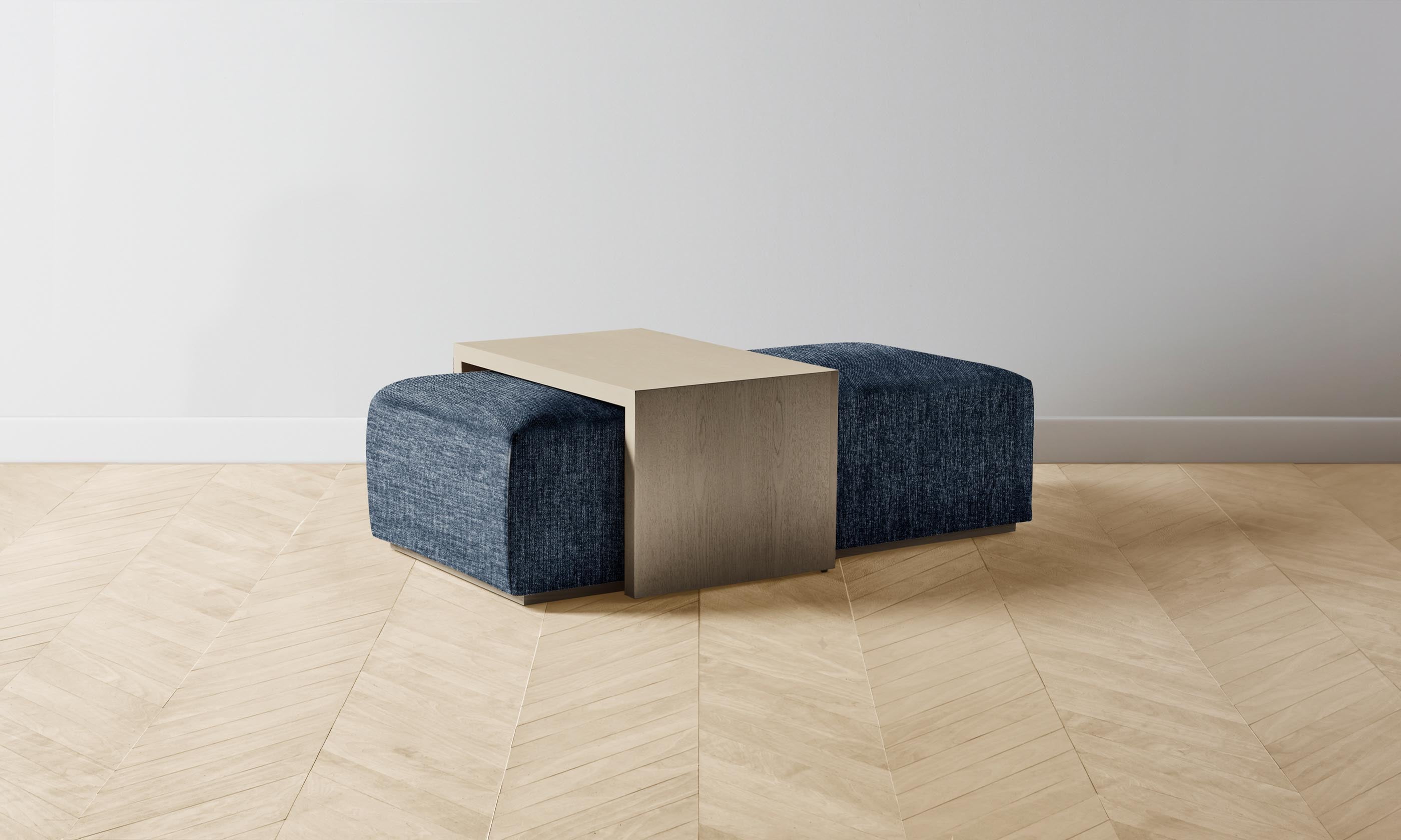 The Bowery Ottoman - Premium Performance Tweed Denim Upholstered Storage Bench for Living Room, Bedroom & Entryway