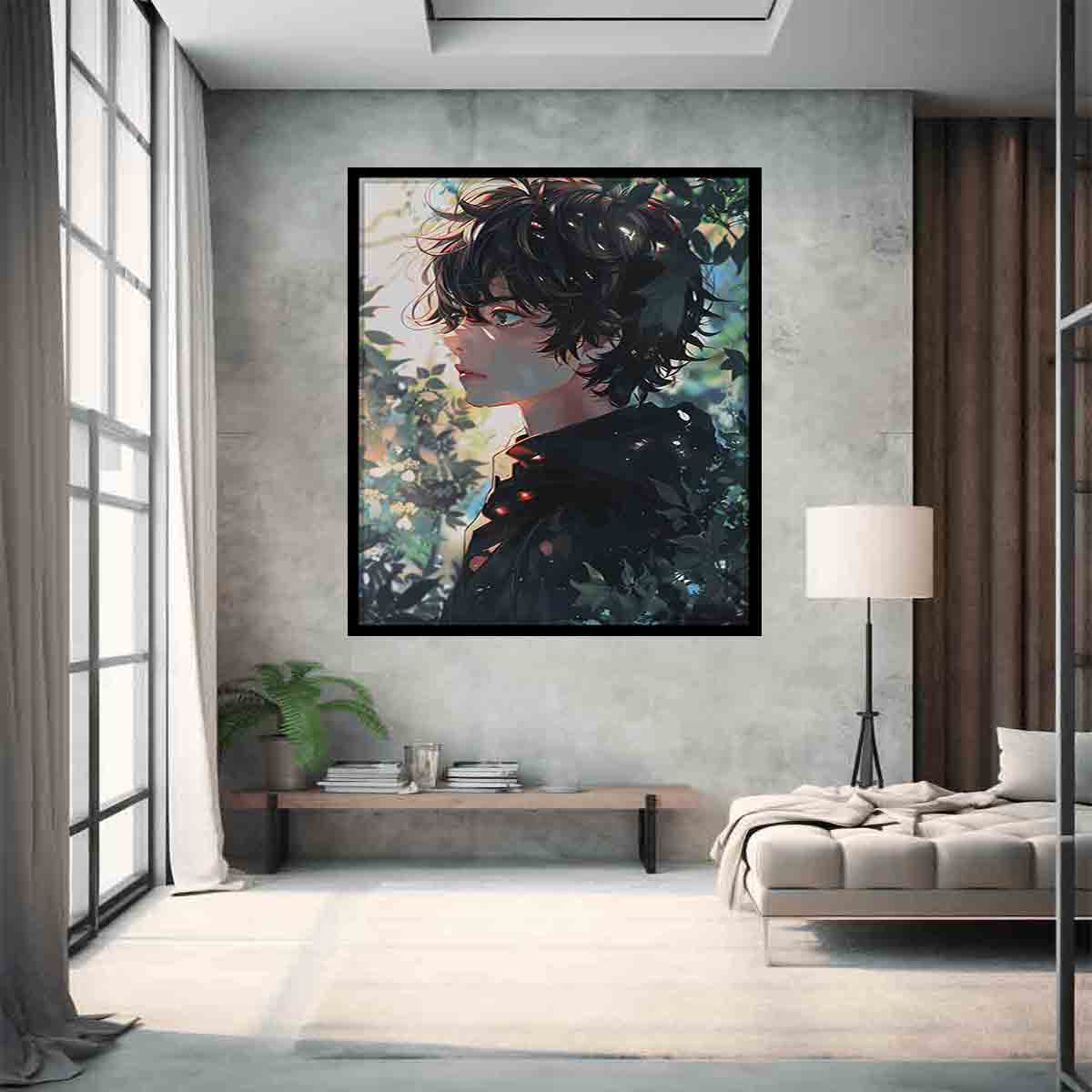 Anime Boy Wall Art - Framed Poster for Bedroom Decor, Anime Lover Gift, Japanese Cartoon Print for Living Room & Office