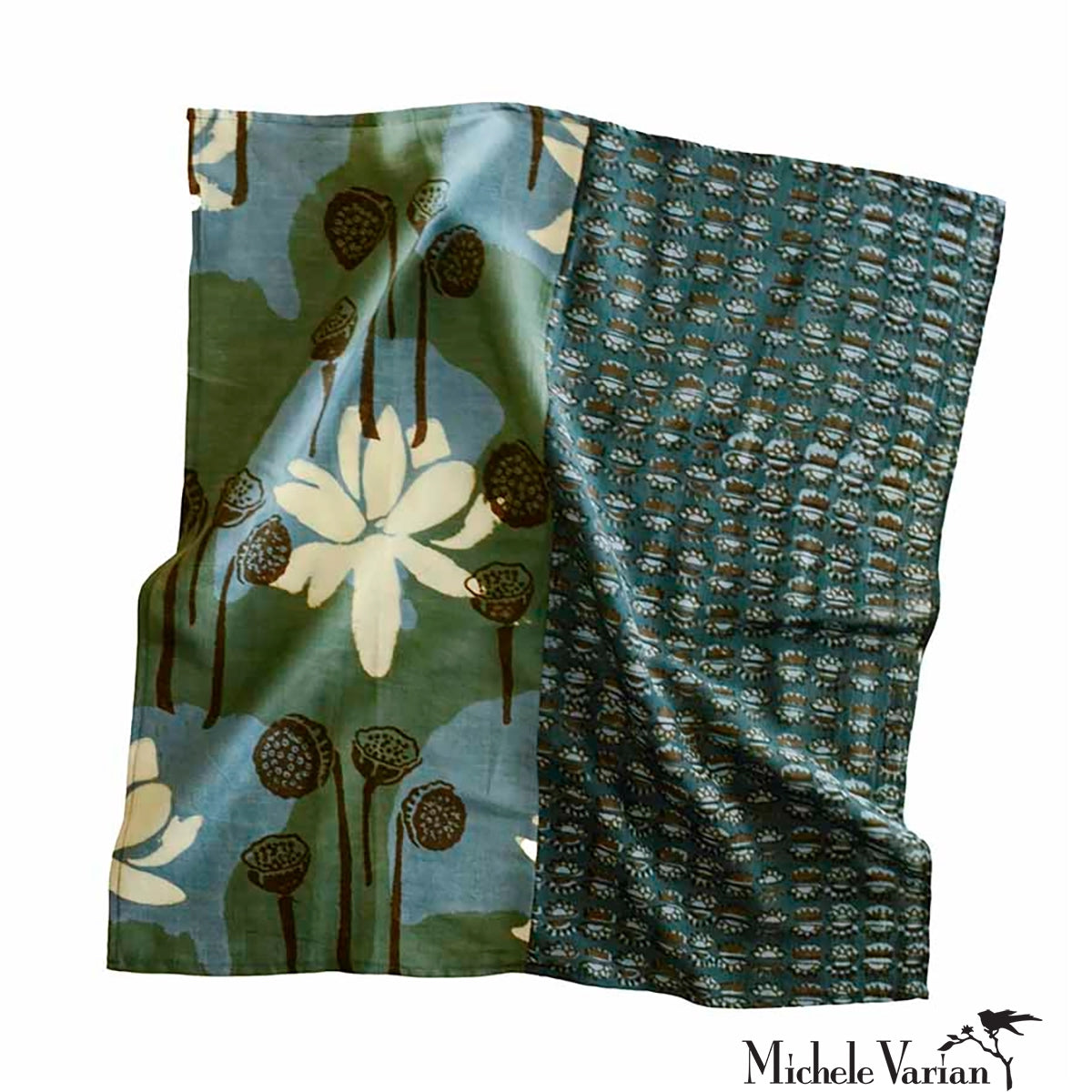Handmade Block Printed Cotton Bandana Scarf - Green Floral Design for Women & Men | Fashion Accessory for Outdoor, Travel, and Casual Wear