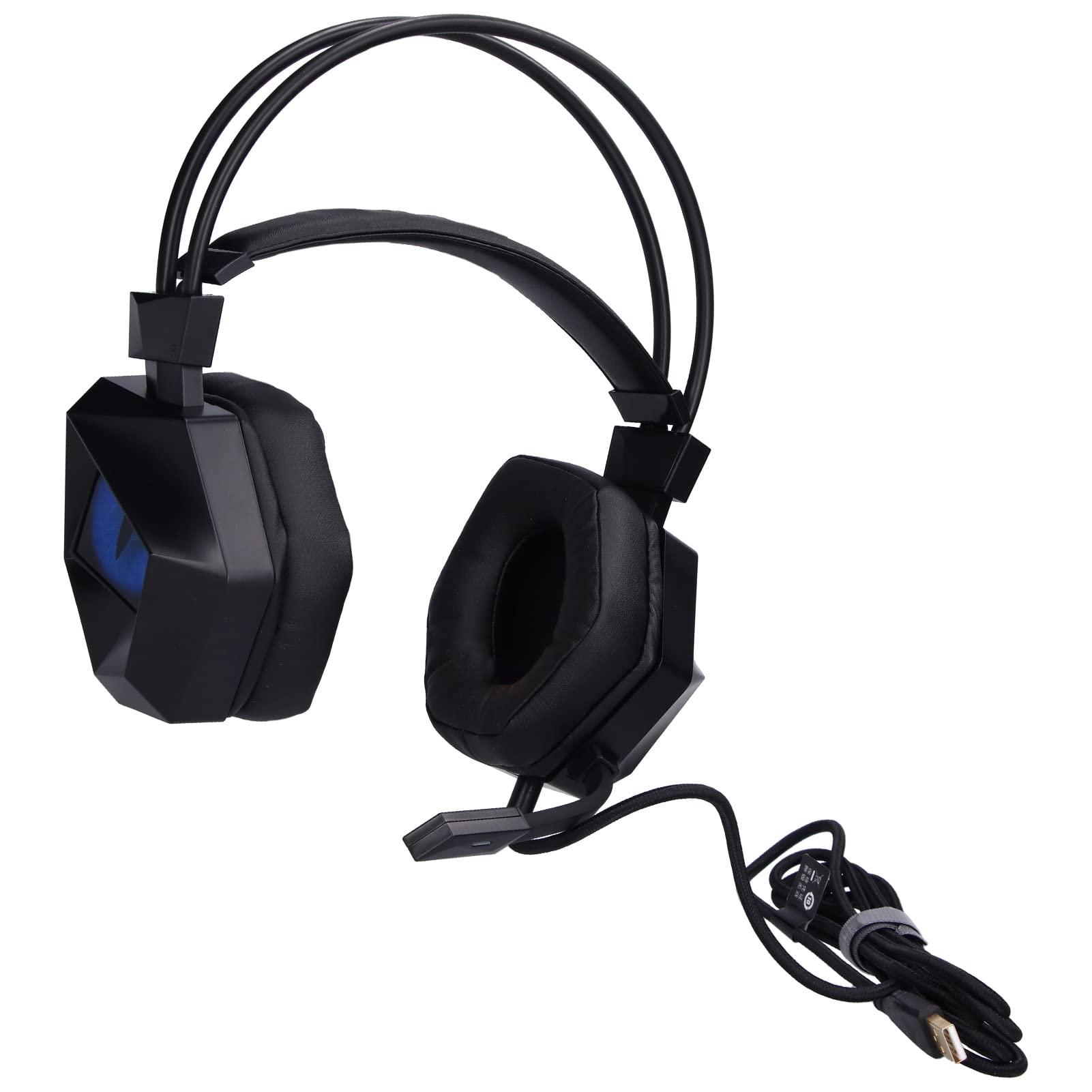 Topiky Gaming Headset USB Wired 7.1 Surround Sound Headphones with Noise Cancelling Mic & Cool LED Lights for PC, PS4, Xbox - Perfect for FPS Games & Online Chat (Color: Black)