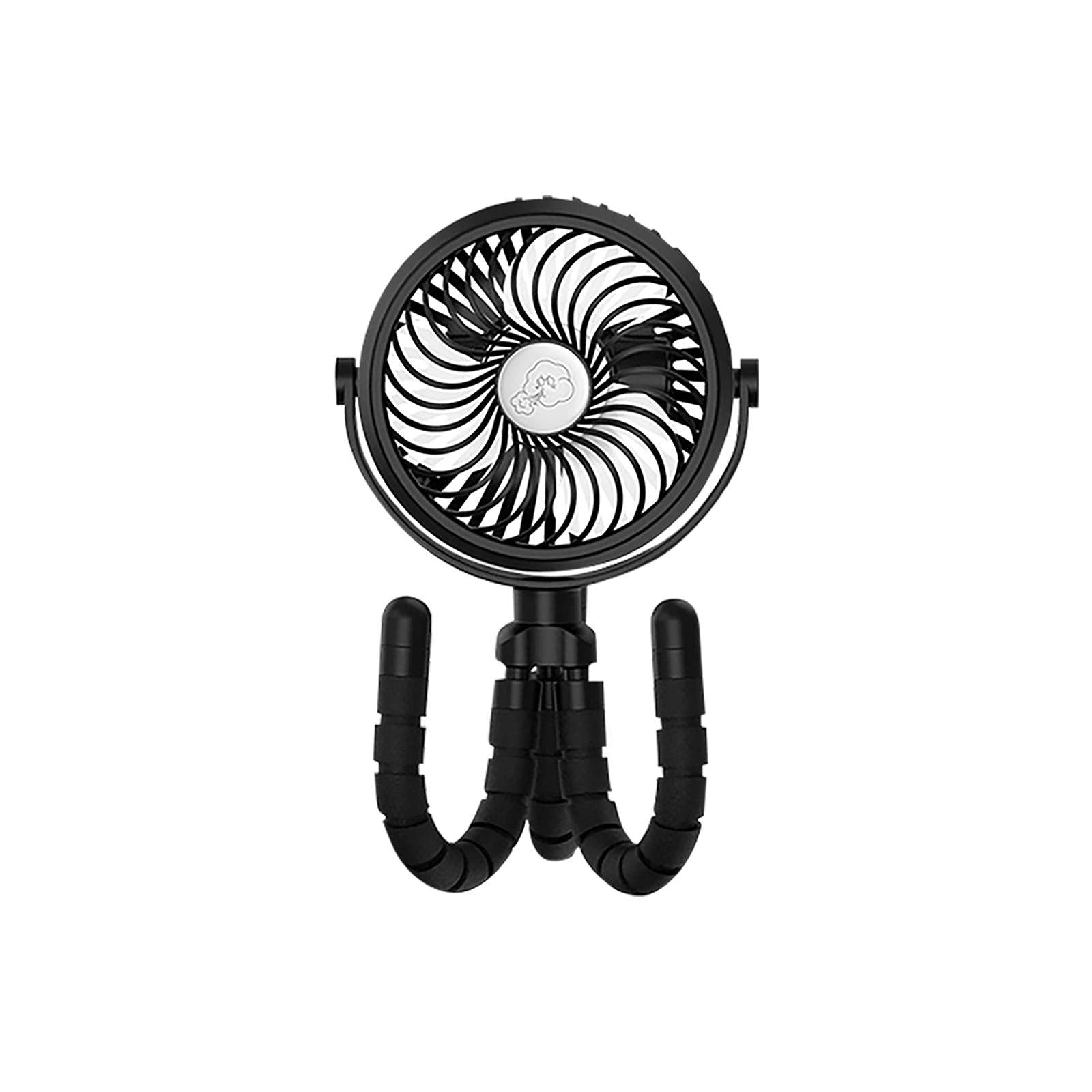 OVERMAL Mini Handheld Stroller Fan - 2500mAh Portable Baby Car Seat Fan with Flexible Tripod, USB/Battery Powered, 3 Adjustable Speeds - Perfect for Strollers, Camping, Travel & Outdoor Activities (Black)