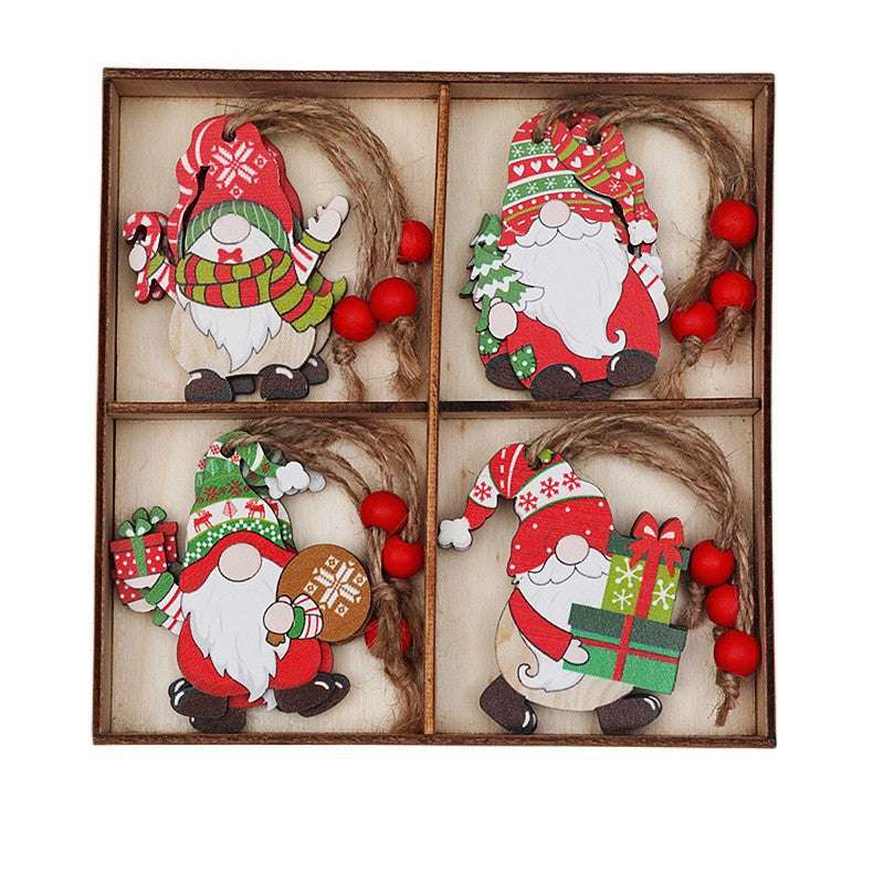 (2 Set) Christmas Gnome Ornaments Set - Festive Wooden Tree Decorations, Set of 12 - Perfect for Holiday Home Decor, Xmas Party & Gift Giving