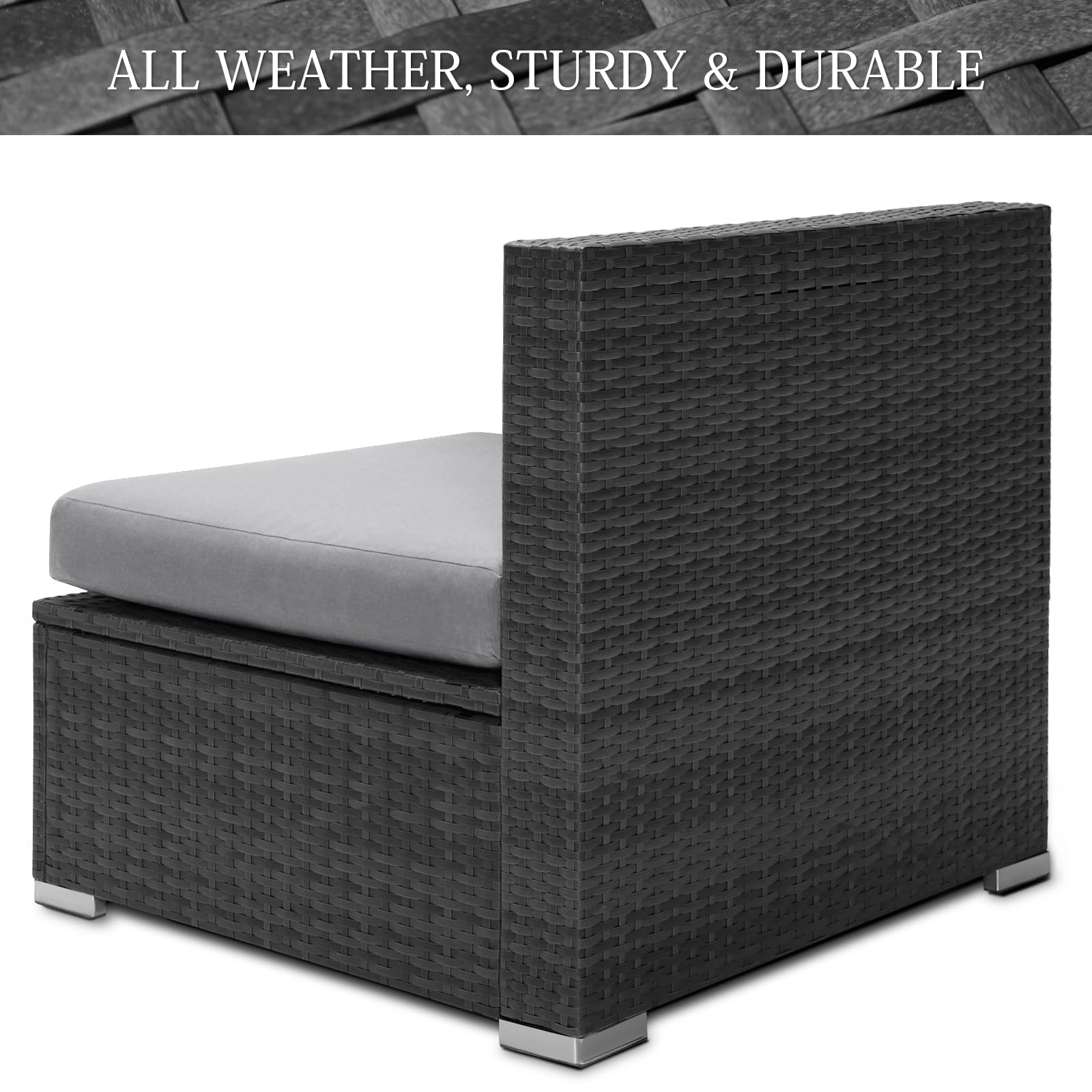 2-Piece PE Rattan Patio Furniture Set - Armless Outdoor Sofas with Thick Cushions, All-Weather Wicker Seating for Backyard, Deck, Garden, Balcony & Poolside (Light Grey) - Perfect for Relaxing & Entertaining Guests