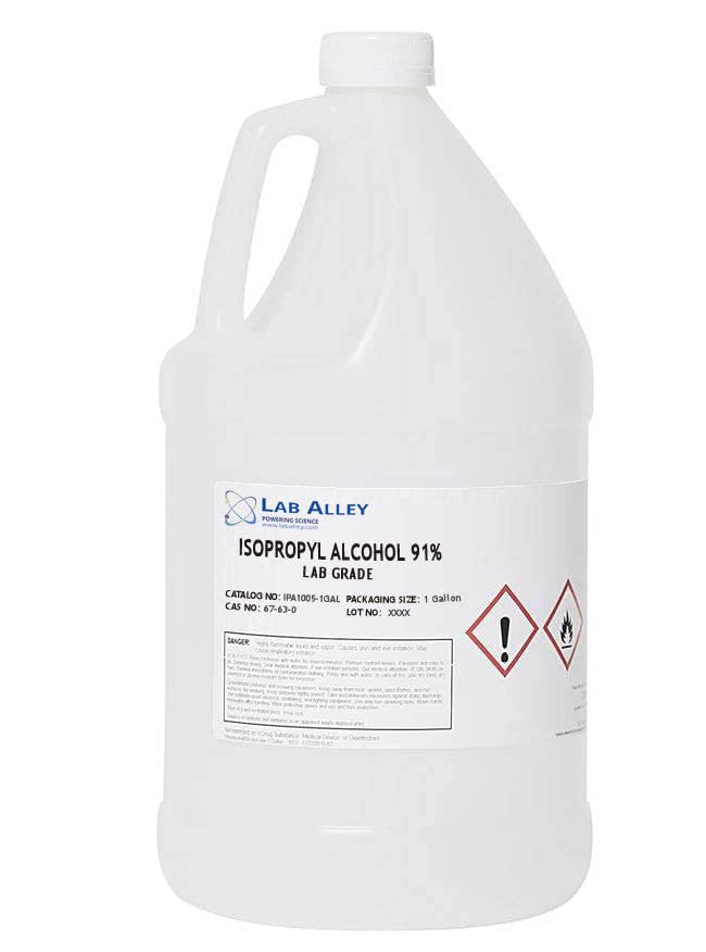 91% Isopropyl Alcohol Lab Grade - 16 Liters (4 x 4 Liter Bottles) for Cleaning, Disinfecting & Medical Use