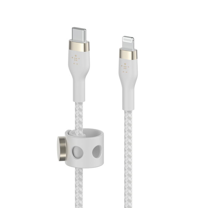 Belkin USB C to Lightning Cable 3M (10ft) Pro Flex - Fast Charging & Sync for iPhone, iPad - Durable White Cable for Home, Office & Travel