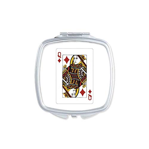 DIYthinker Diamond Q Playing Cards Pattern Mirror - Portable Compact Pocket Makeup Mirror with Double Sided Glass - Perfect for Travel, Cosmetics, and Handbag Essentials