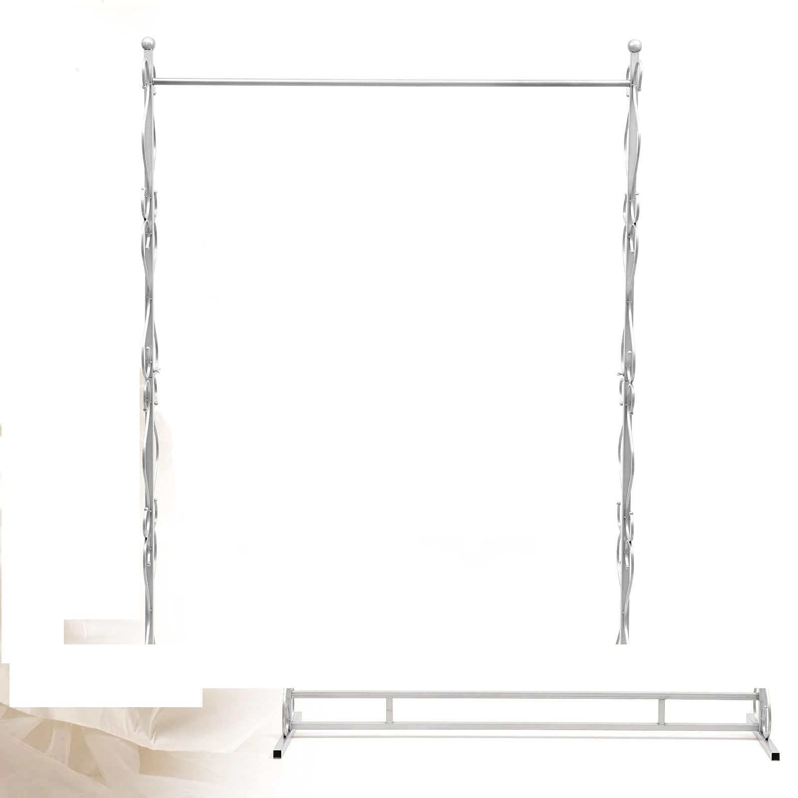 DNYSYSJ Heavy Duty Metal Garment Rack - Freestanding Clothes Hanger Stand for Wedding Dresses, Boutique Displays & Retail Stores - Gold & White Finish for Elegant Clothing Presentation