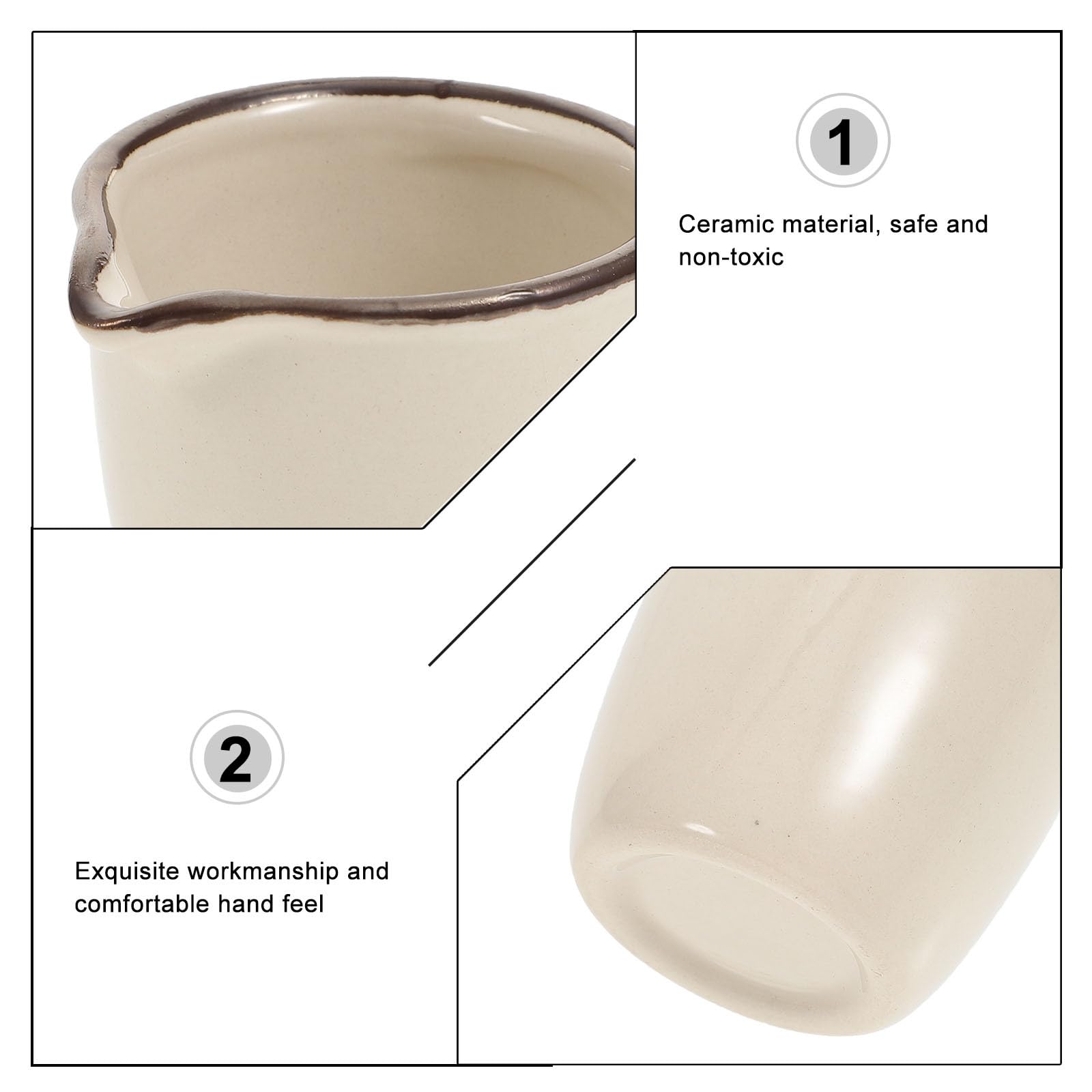 Hemoton 2-Pack 40ml Mini Ceramic Creamer Pitcher - Small Coffee Milk Pouring Cup with Handle, White Espresso Creamer for Home, Cafe & Restaurant | Perfect for Latte Art, Coffee Brewing & Sauce Dipping