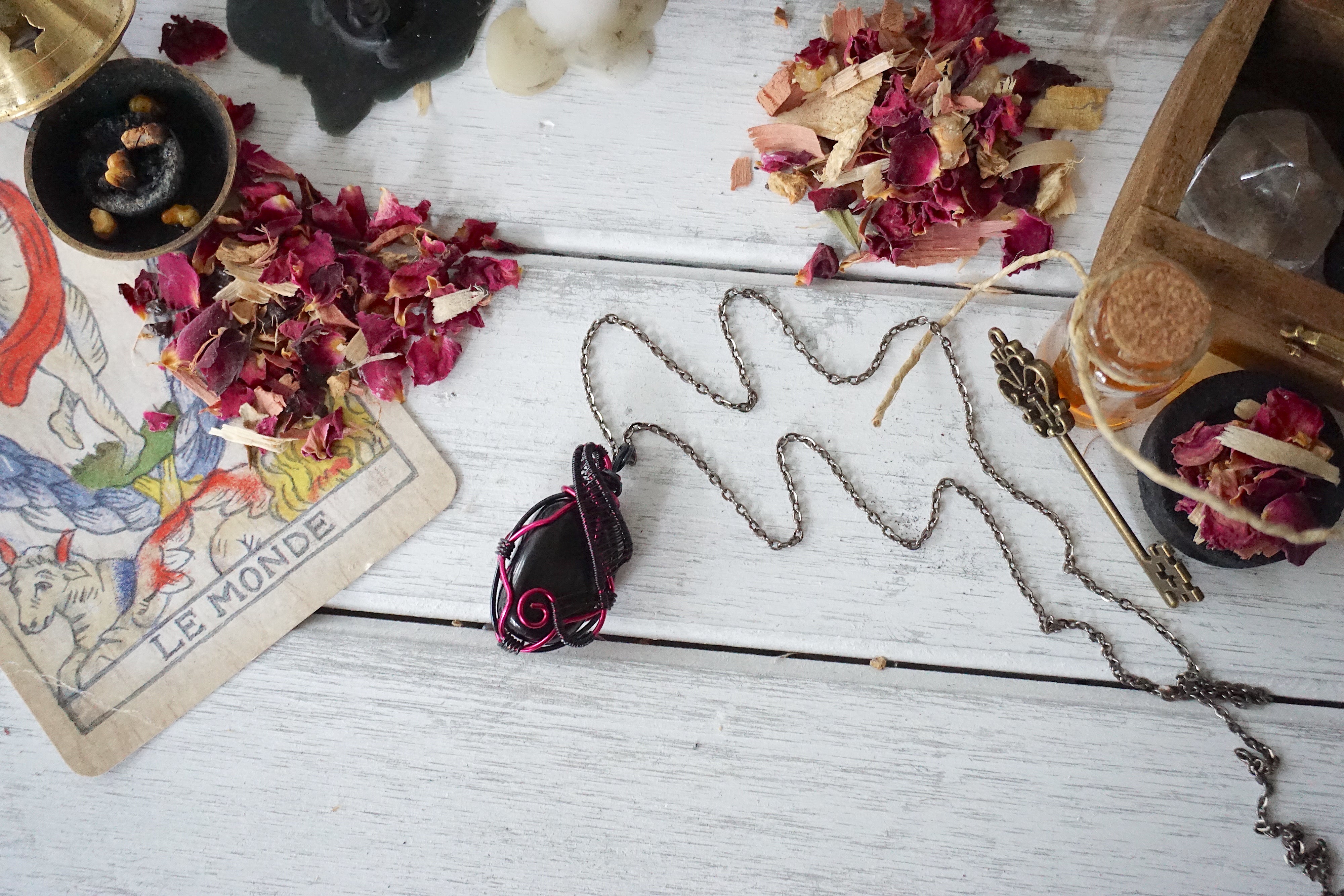 AURA OBSIDIAN COLLECTION - Obsidian Pink Crystal Jewelry Set for Women | Healing Stones Necklace & Bracelet Gift | Spiritual Energy, Chakra Balancing & Meditation Accessories | Perfect for Yoga, Reiki & Mindful Living