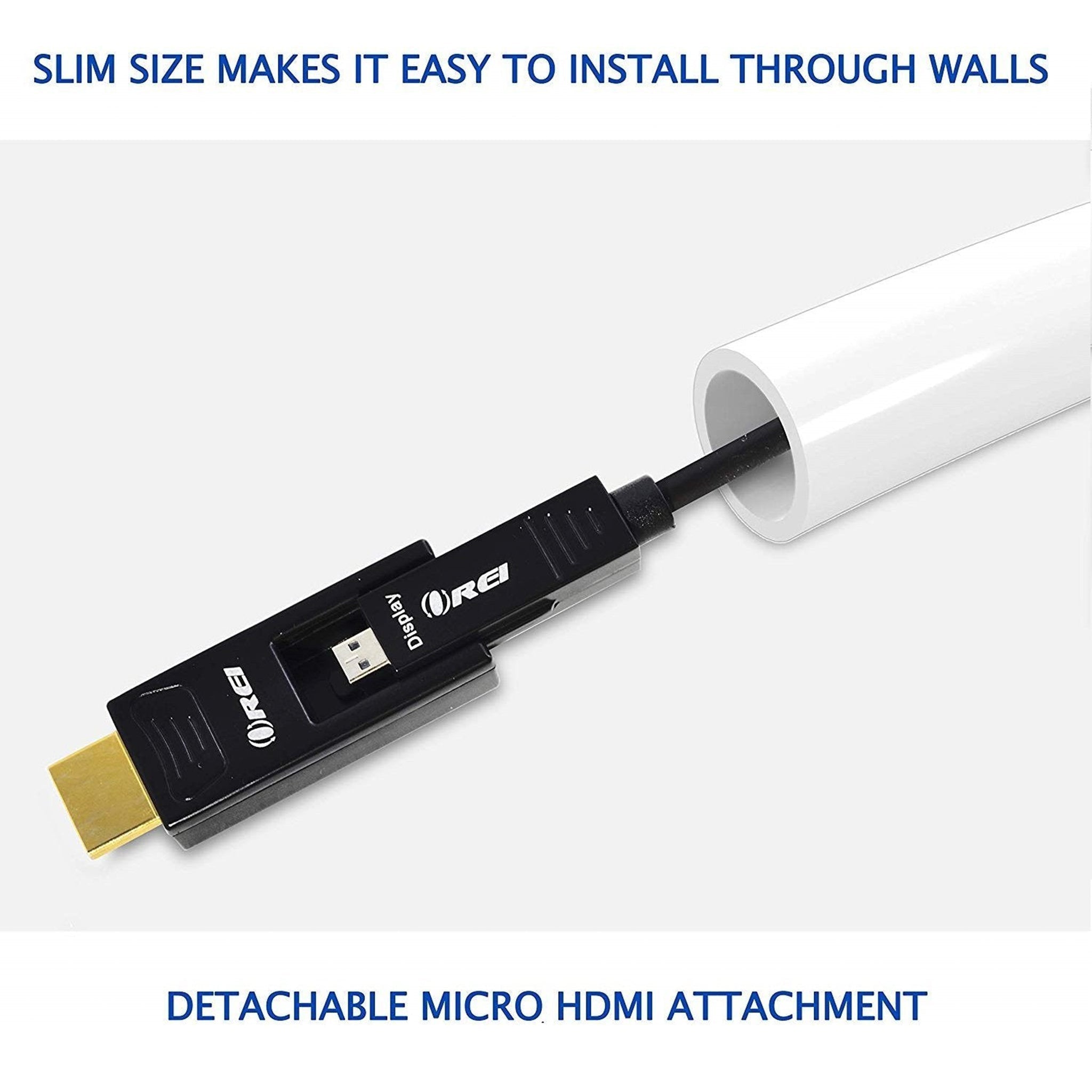 Orei 150ft Fiber Optic Active HDMI Cable 4K@60Hz HDR High-Speed 18Gbps - Perfect for Home Theater, Gaming, and Long-Distance AV Setups