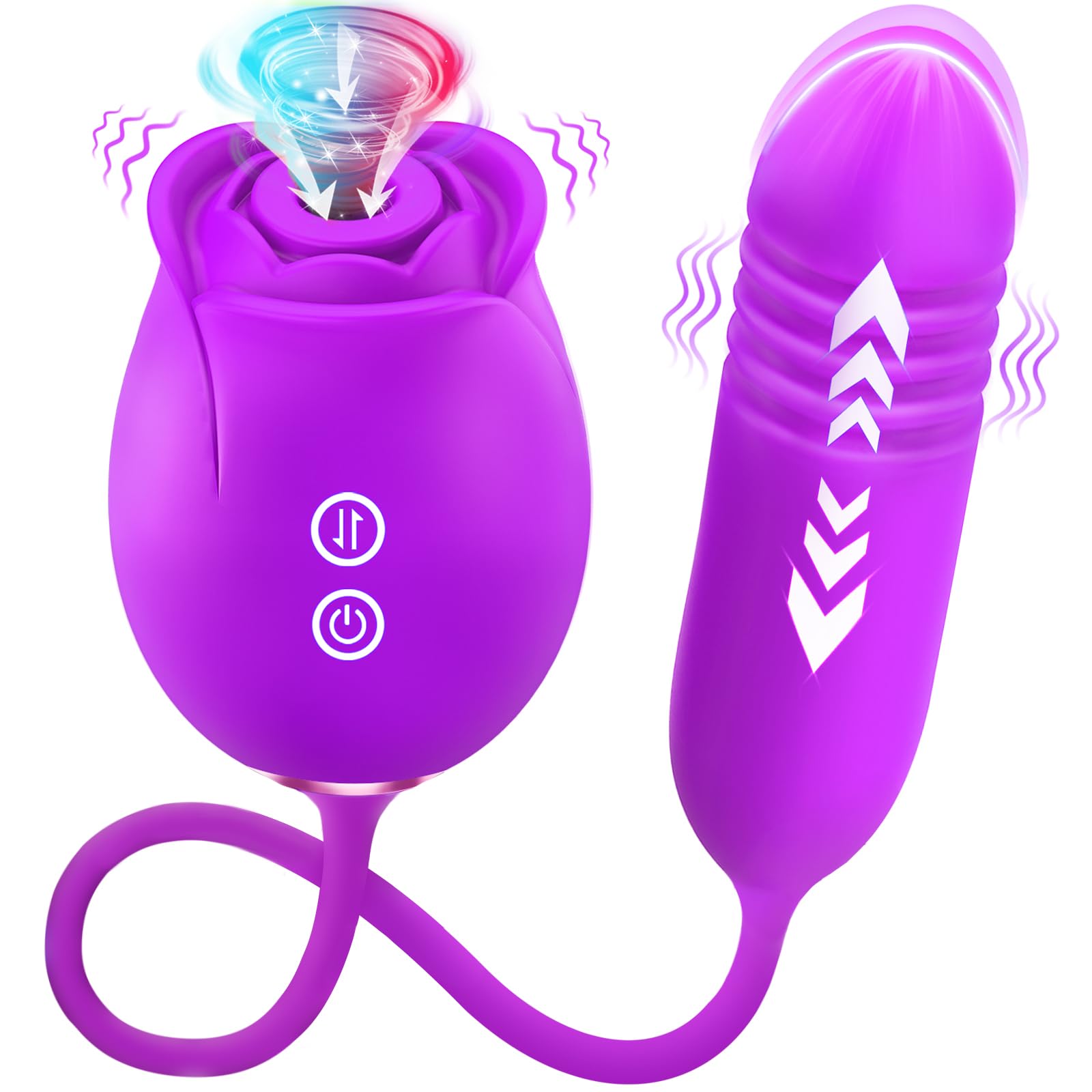 Upgraded Rose Vibrator for Women - 18 Suction & Thrusting Modes G-Spot & Clitoral Stimulator, Adult Sex Toy for Couples Pleasure - Perfect for Solo Play, Foreplay & Spicing Up Relationships