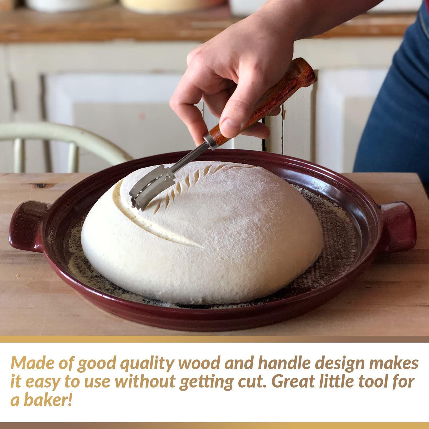 Bread Bosses Professional Bread Lame Tool - Stainless Steel Dough Slasher for Sourdough Bread Baking, Starter Jar & Scoring Knife - Perfect for Home Bakers & Gift Giving (Great for Artisan Bread Making & Baking Enthusiasts)