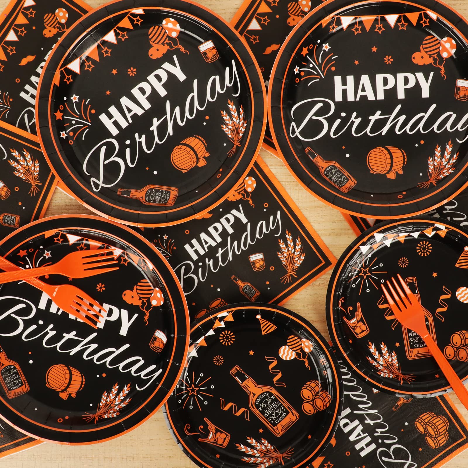 96-Piece Black & Gold Cheer Theme Birthday Party Supplies Set - Plates, Napkins & Tableware for 24 Guests | Perfect for Birthday Parties, Baby Showers & Special Celebrations | Elegant Party Decorations & Favors