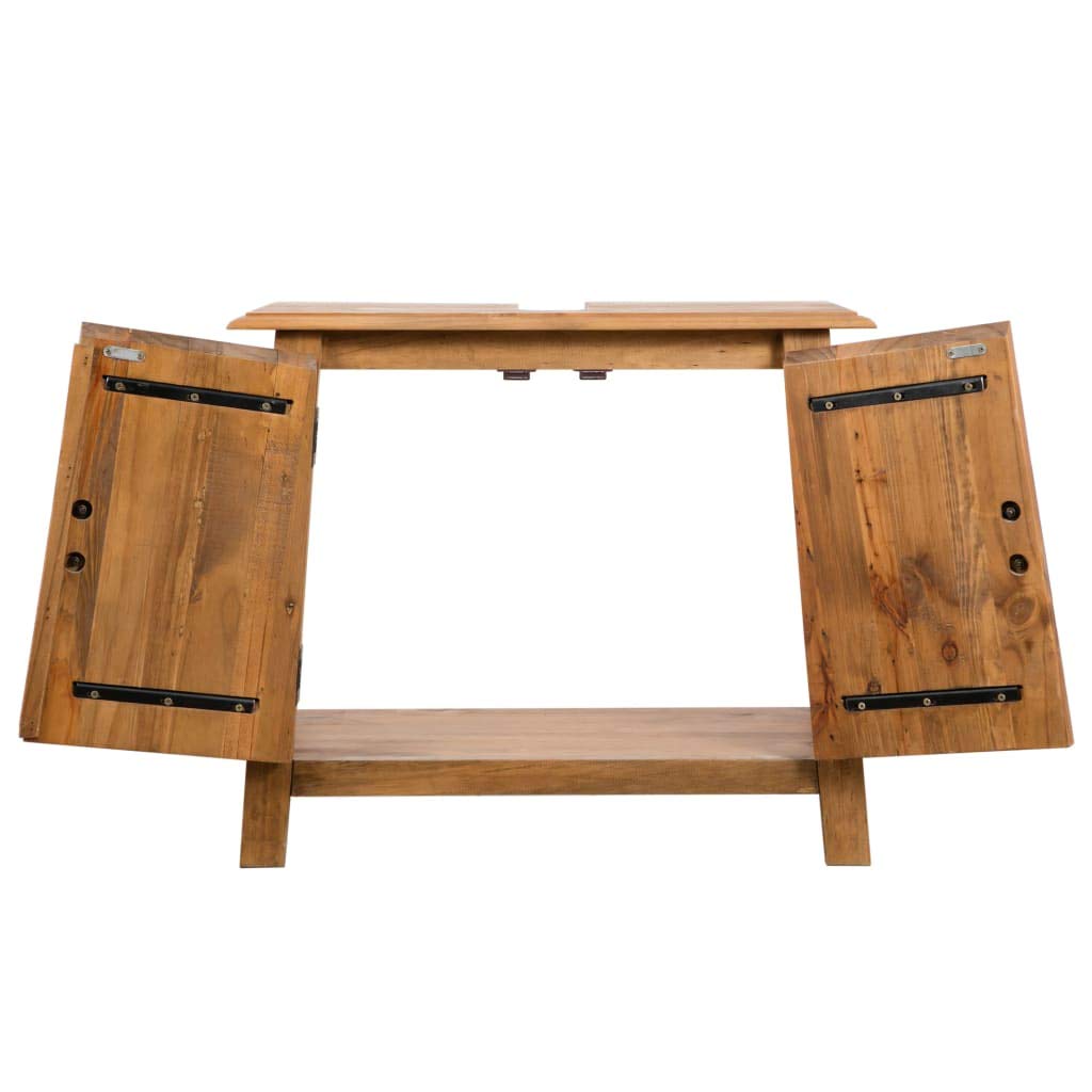 Eco-Friendly Solid Recycled Pinewood Bathroom Storage Cabinet - 16.5