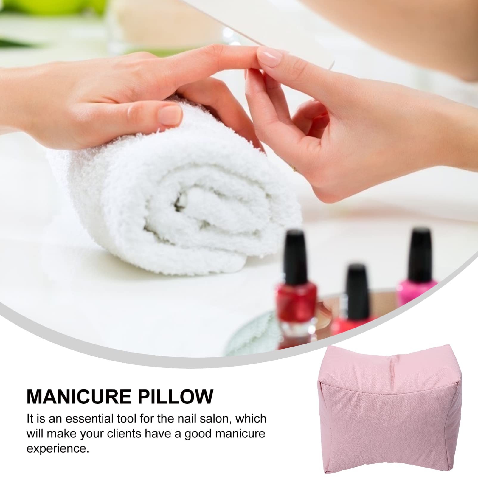 HEALLILY Nail Art Hand Pillow - Soft PU Square Pink Beauty Sponge Holder & Armrest for Manicure, Perfect for Nail Salon Clients & Home Nail Care - Hand Resting Pad for Comfortable Nail Art Sessions