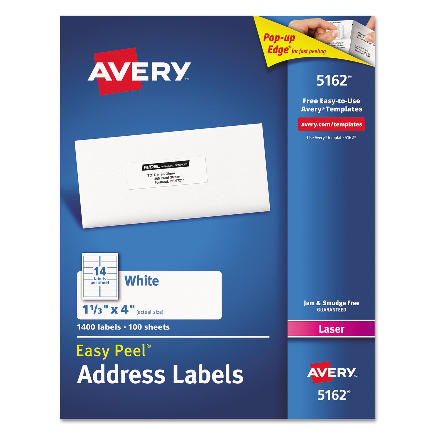 Easy Peel Laser Address Labels 1-1/3 x 4 Inches - White Self-Adhesive Shipping Labels (1400 Labels per Box) - Perfect for Mailing, Packages & Business Correspondence