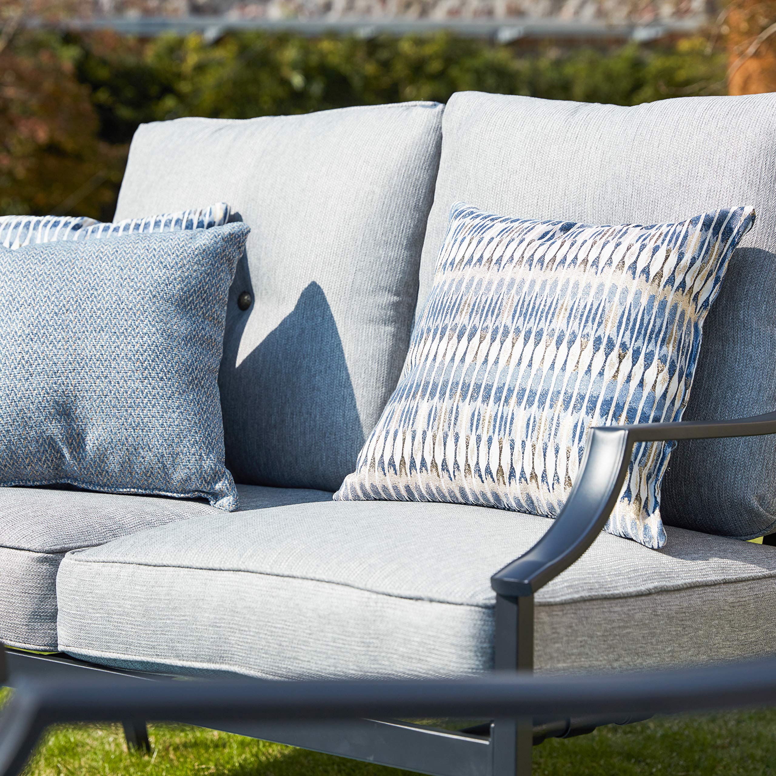 4-Piece Outdoor Patio Furniture Set - All-Weather Metal Chairs with Cushions, Loveseat, Coffee Table & Poolside Lawn Chairs (Grey) - Perfect for Backyard, Garden, Poolside & Terrace Relaxation