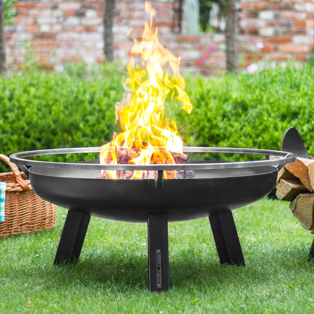 Good Directions Cook King Porto 31.5 Inch Outdoor Fire Bowl - Patio Fire Pit for Backyard, Garden, and Camping Gatherings