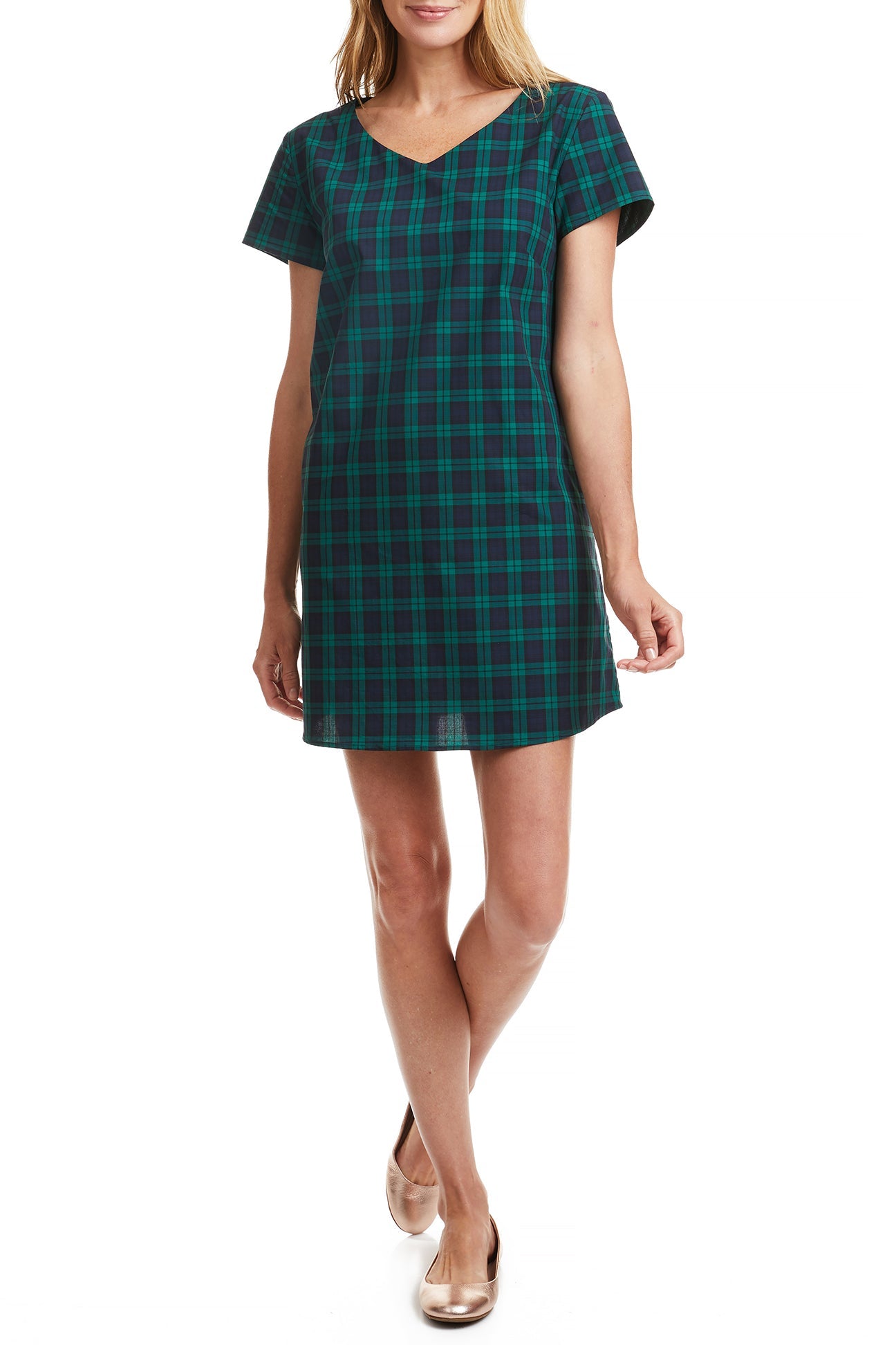 Elegant Ladies Oceanique Dress in Blackwatch Tartan Plaid - Perfect for Fall Weddings, Holiday Parties & Office Wear