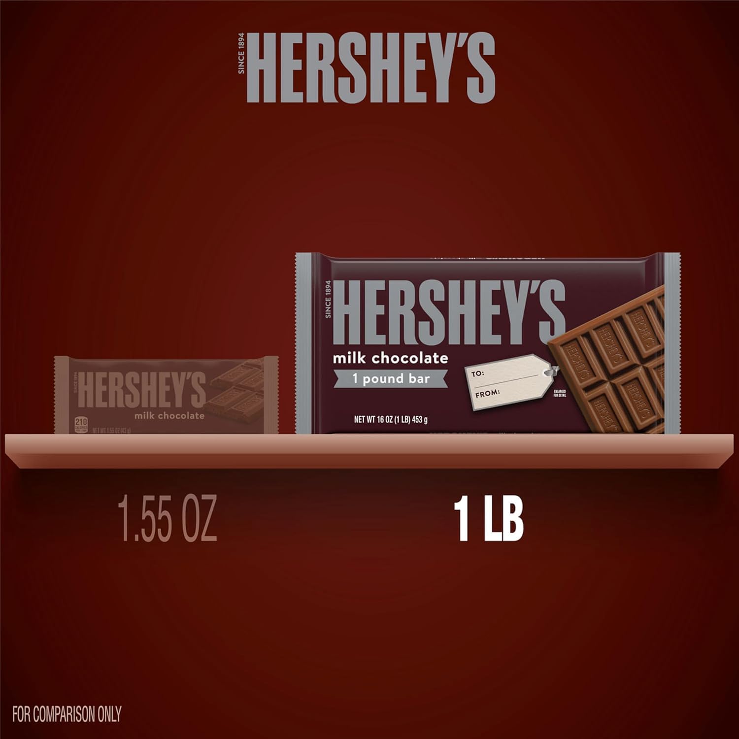 HERSHEY'S Milk Chocolate Candy Bar - 1 lb Bulk Size for Gifts, Baking & Snacking | Perfect for Holidays, Parties & Desserts
