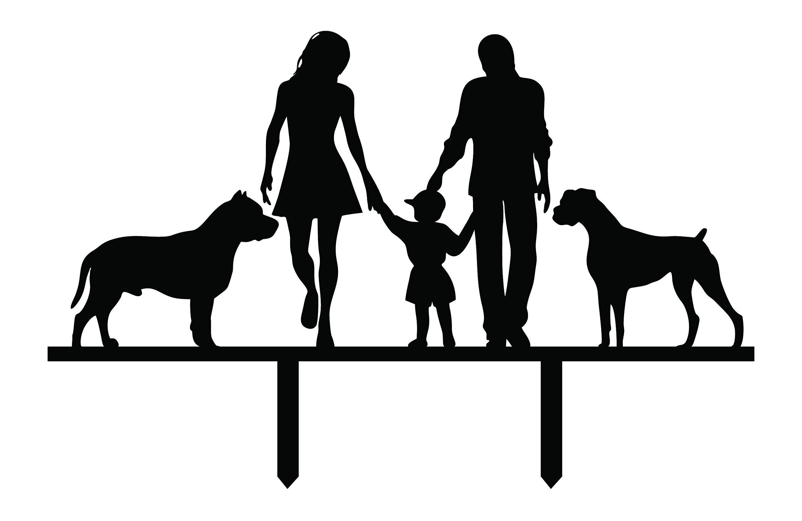 Custom Wedding Cake Topper with Family Silhouette - Bride, Groom, Child & Pets - 6