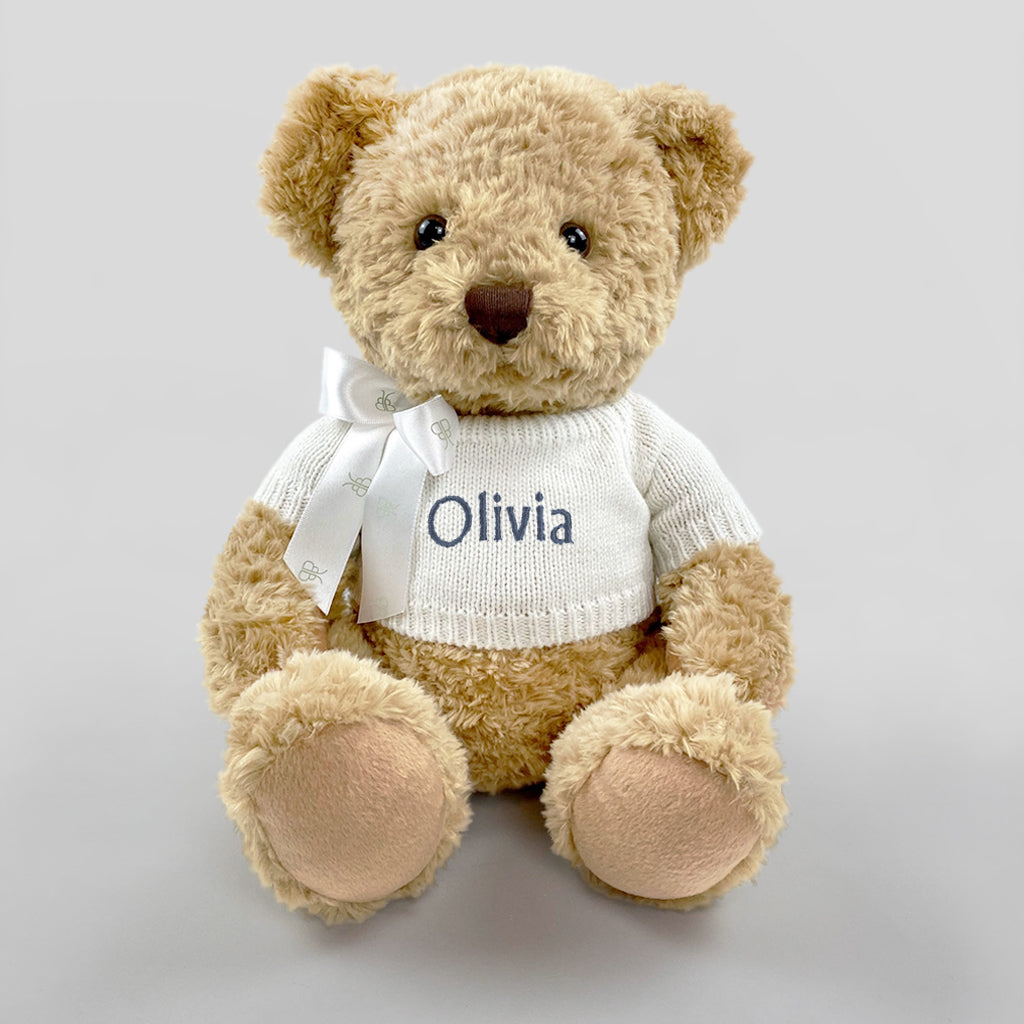 Personalized Red Wooden Baby Pram with Bernard Bear - Perfect for Newborn Gifts & Nursery Decor