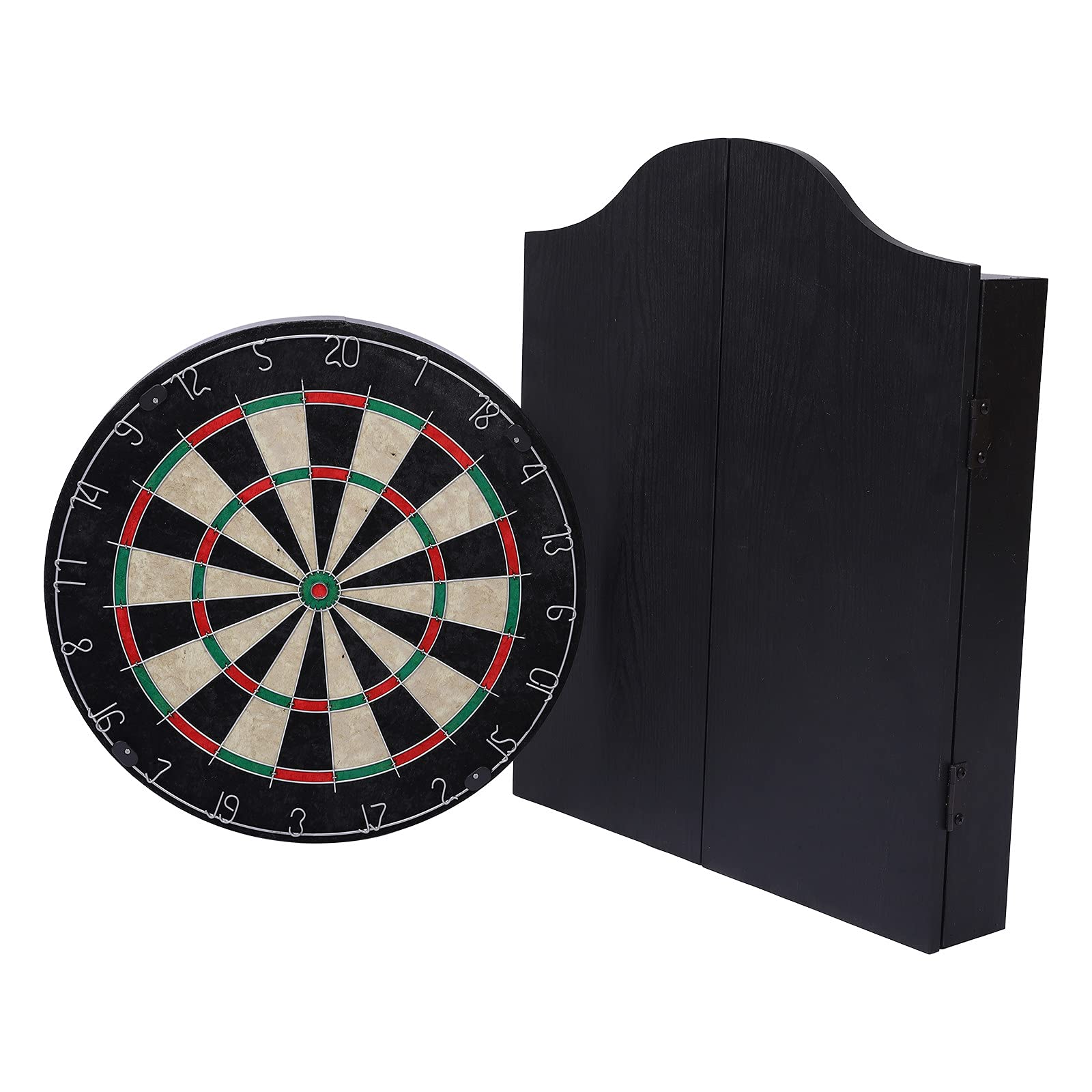 Black Cabinet & Dartboard Set with 2 Darts - Ready to Play - Perfect for Game Rooms, Bars & Home Entertainment