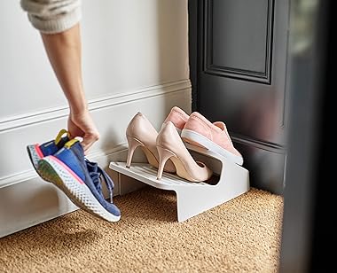 2-Tier Space Saving Shoe Rack Organizer - Stackable Shoe Storage for Closet, Entryway & Bedroom - Perfect for Small Spaces & Apartment Living