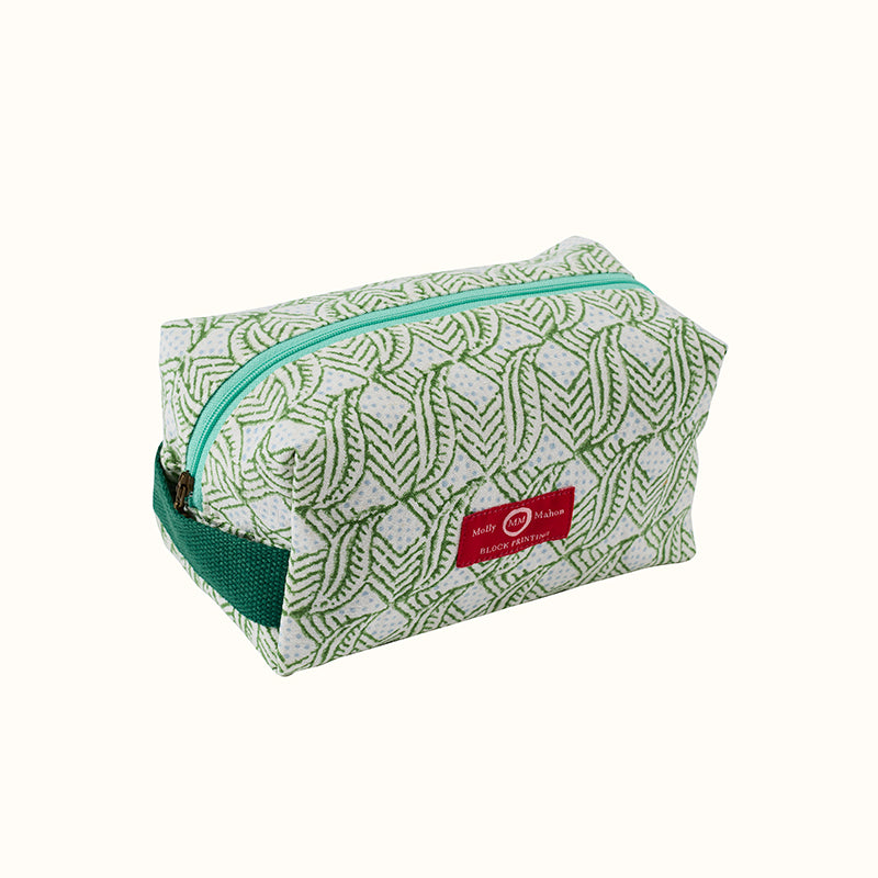 Portable Travel Wash Bag - Waterproof Laundry Organizer for Camping, Gym & Travel | Indian Leaf Green & Blue Design