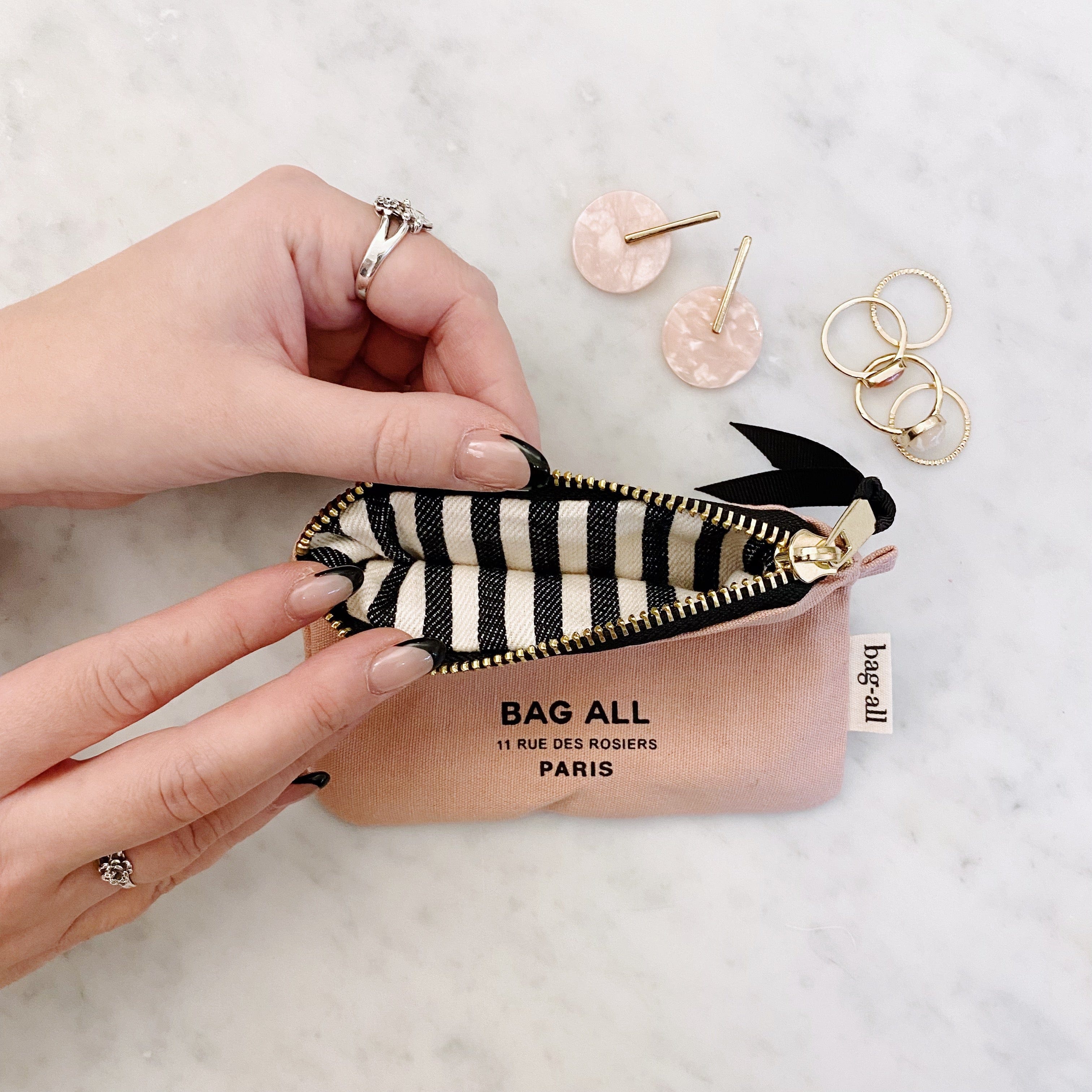 Mini Trinket Pouch - Small Jewelry Organizer for Earrings & Rings, Pink Blush Makeup Bag - Perfect for Travel, Cosmetics & Accessories Storage