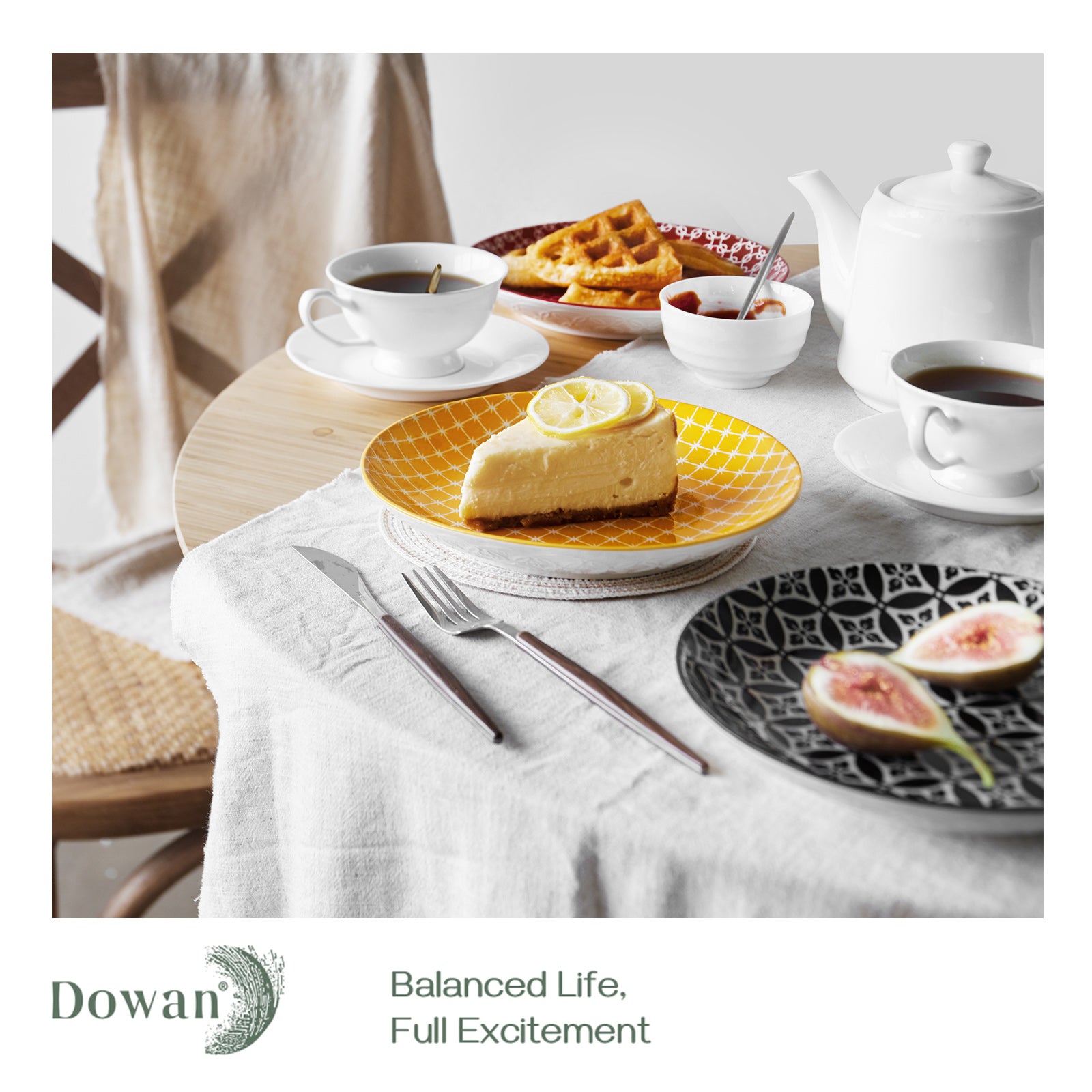 8 Inch Ceramic Dinner Plates Set of 6 - Elegant White Porcelain Plates for Everyday Dining, Restaurants & Special Occasions