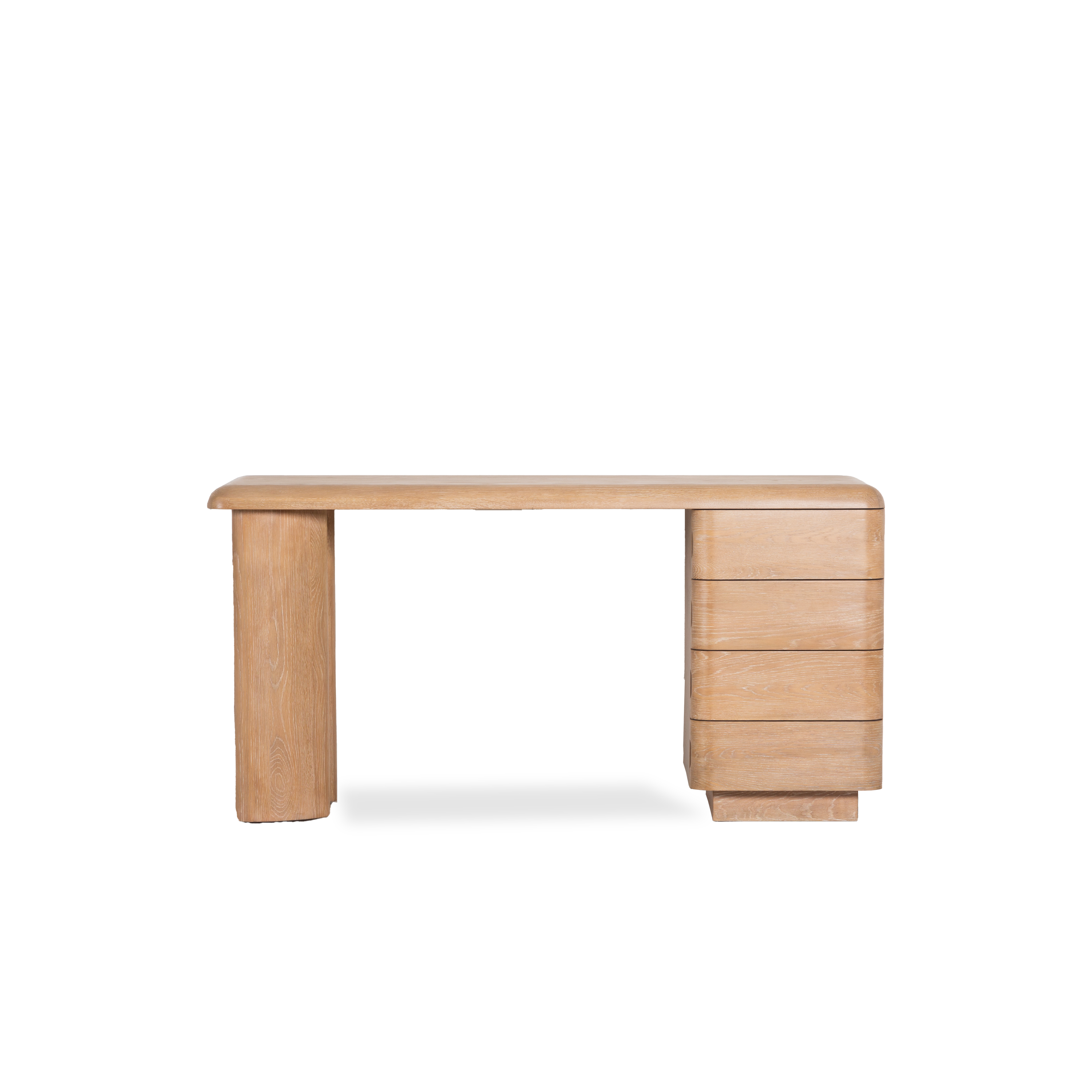 Modern Wooden Column Desk with Drawers - Home Office Furniture for Small Spaces, Study & Workstation Use