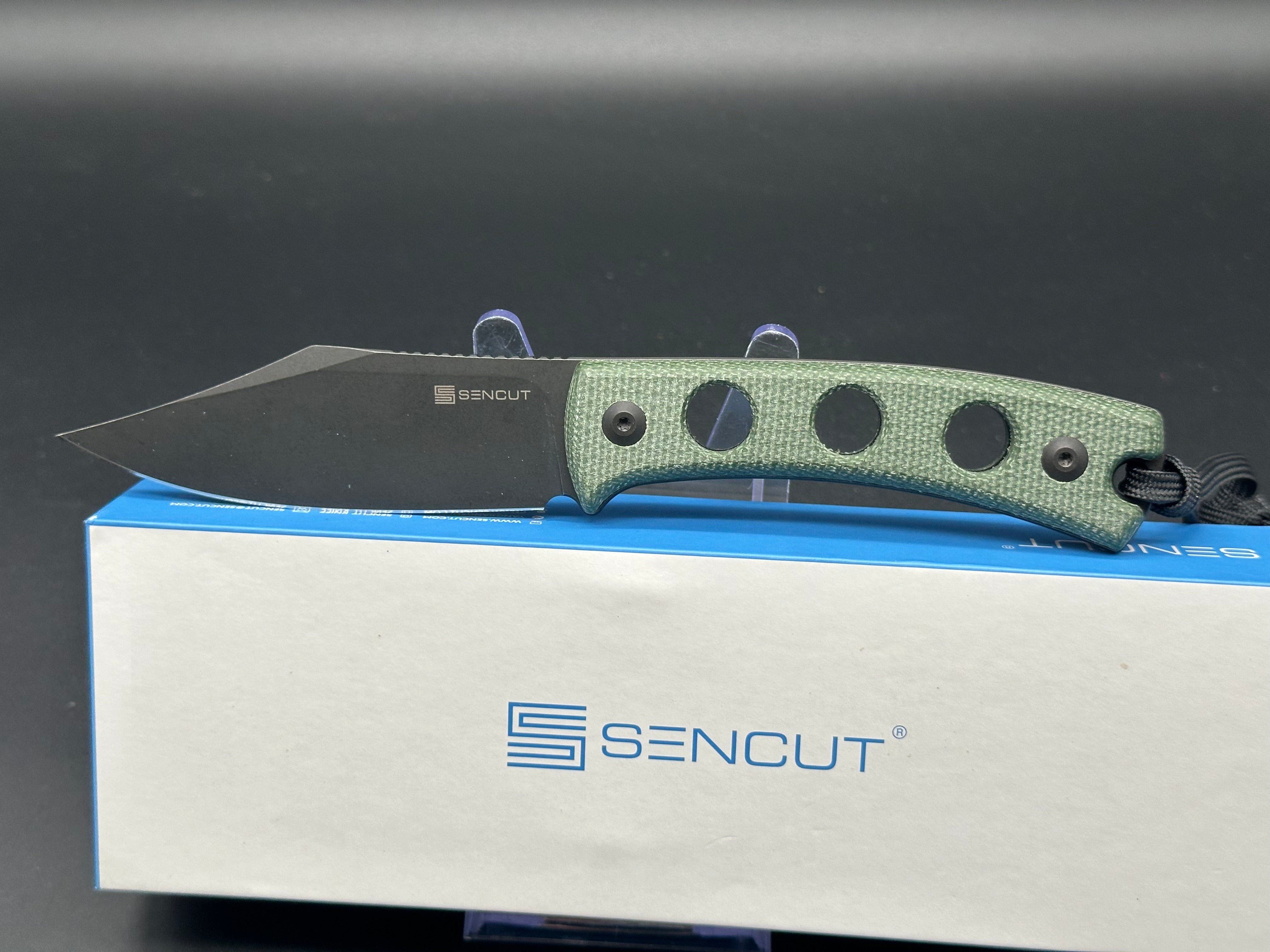 SENCUT Waxahachie Fixed Blade Knife - Premium Dark Green Micarta Handle - Outdoor Camping, Hunting, Survival EDC Knife
