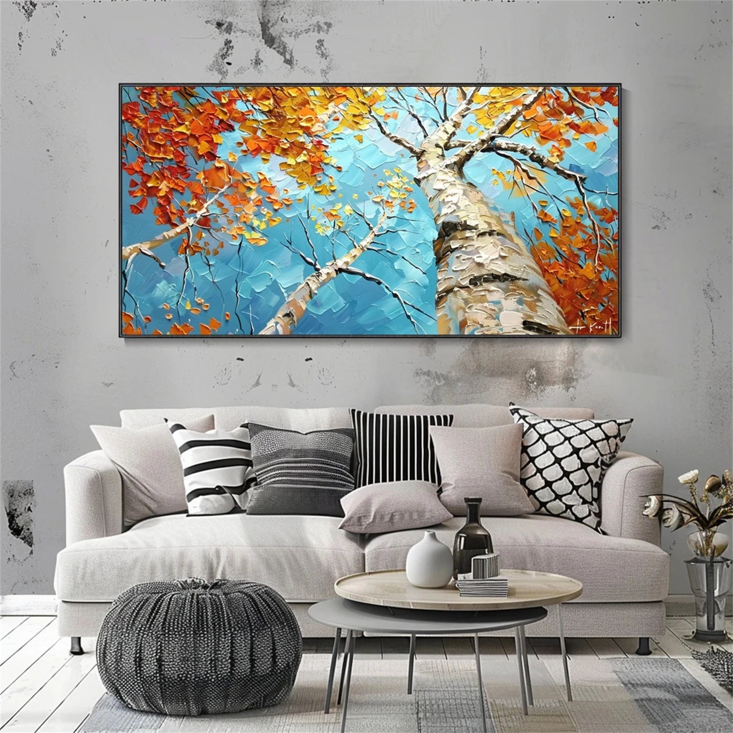 Beautiful Flower and Tree Painting #FT151 - Handmade Canvas Art for Home Decor, Living Room, Bedroom & Office Wall