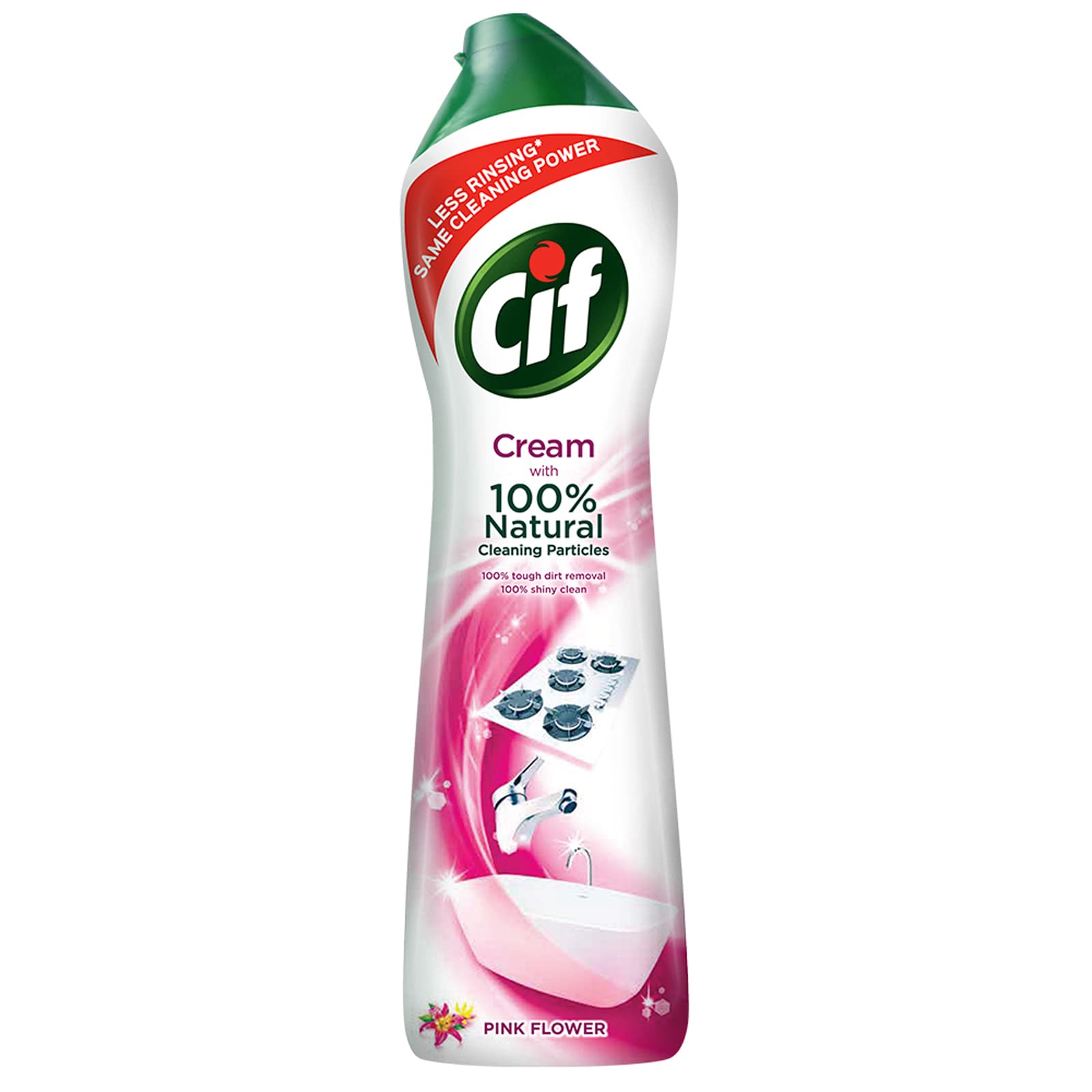 Cif Multi-Purpose Cream Cleaner for Kitchen, Bathroom & Surfaces - 500ml Bottle (Pink Flower Scent) | Removes Grease, Stains & Dirt | Ideal for Countertops, Tiles & Appliances