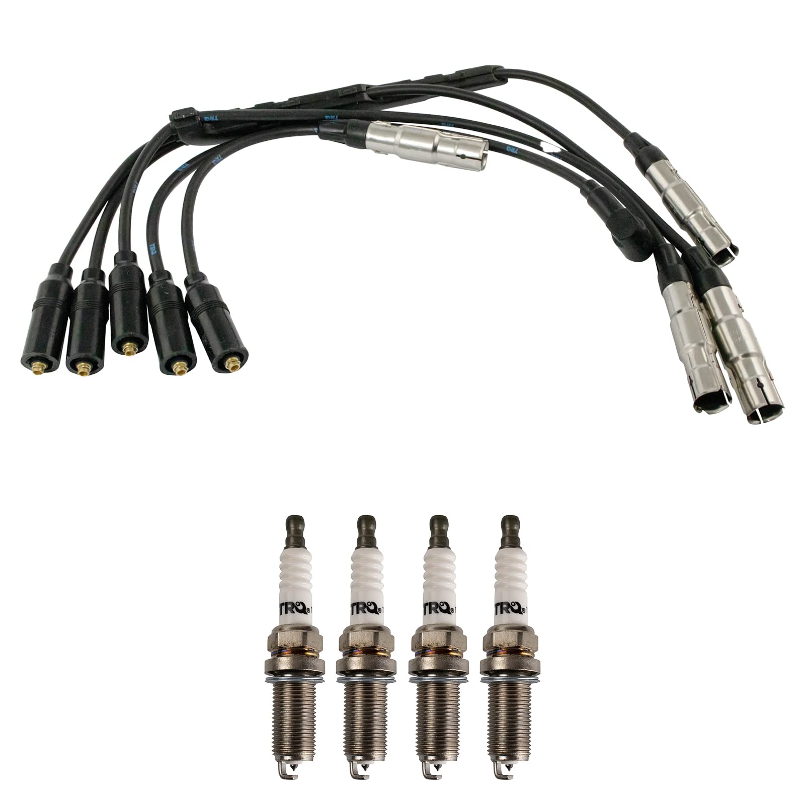 TRQ Ignition Kit with Spark Plugs & Wires - Compatible with 1995-2002 VW Cabrio, 1994-1999 Golf, 1993-1999 Jetta, 1995-1996 Passat - Improve Engine Performance & Fuel Efficiency for Smooth Driving