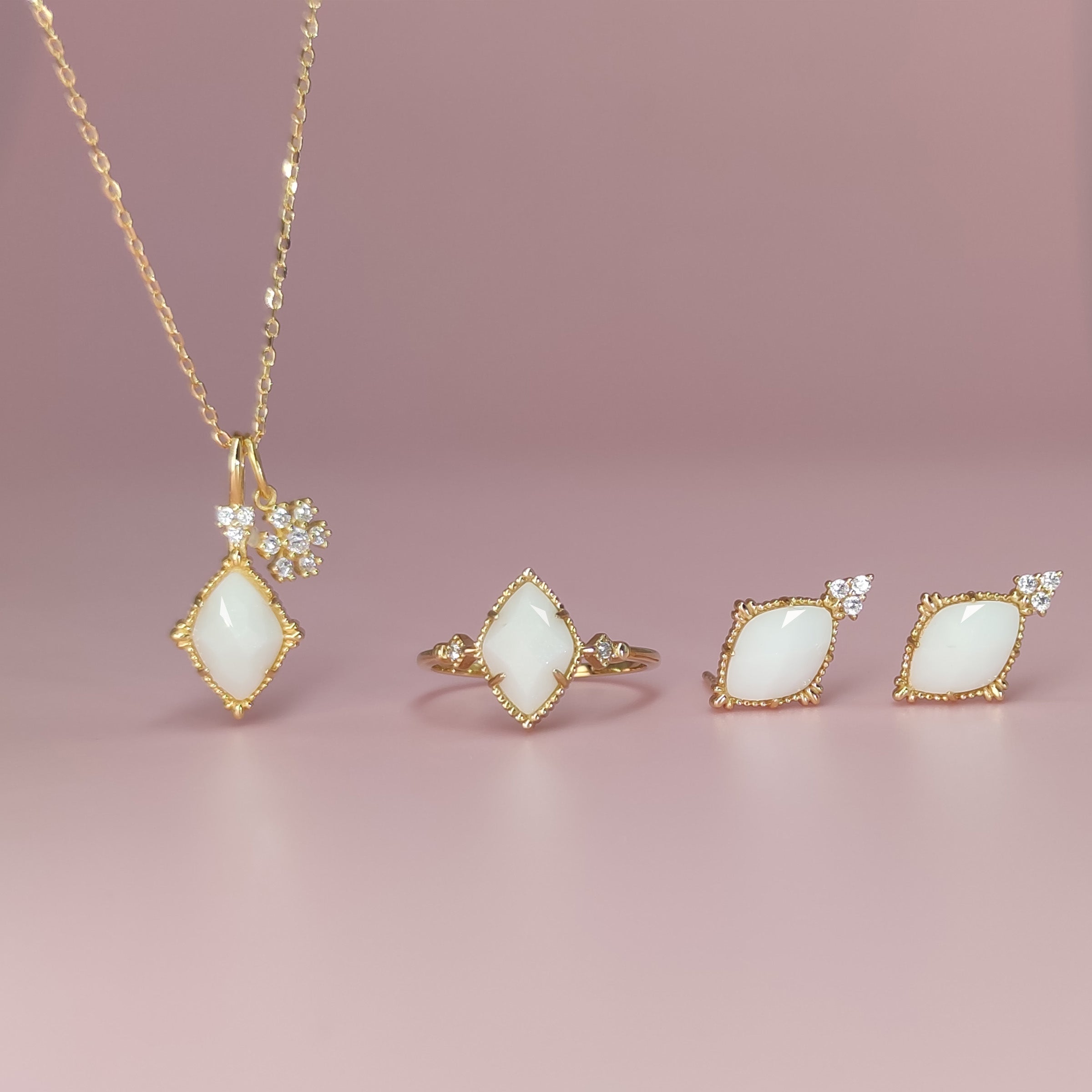Sterling Silver Diamond-Shaped Breastmilk Jewelry Set - Necklace, Ring & Earrings DIY Kit for Moms | Perfect Baby Shower Gift & Memorial Keepsake