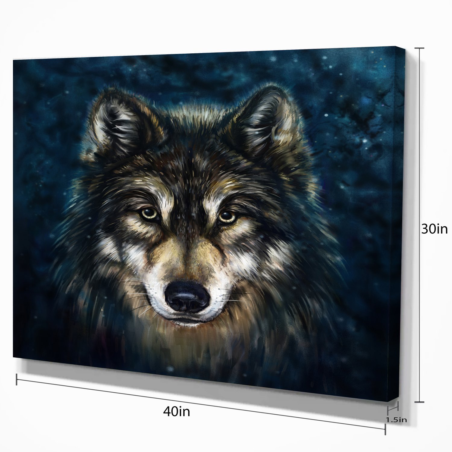 Smiling Wolf Animal Wall Art Painting - Handmade Canvas Print for Home & Office Decor - Perfect for Living Room, Bedroom, or Cabin