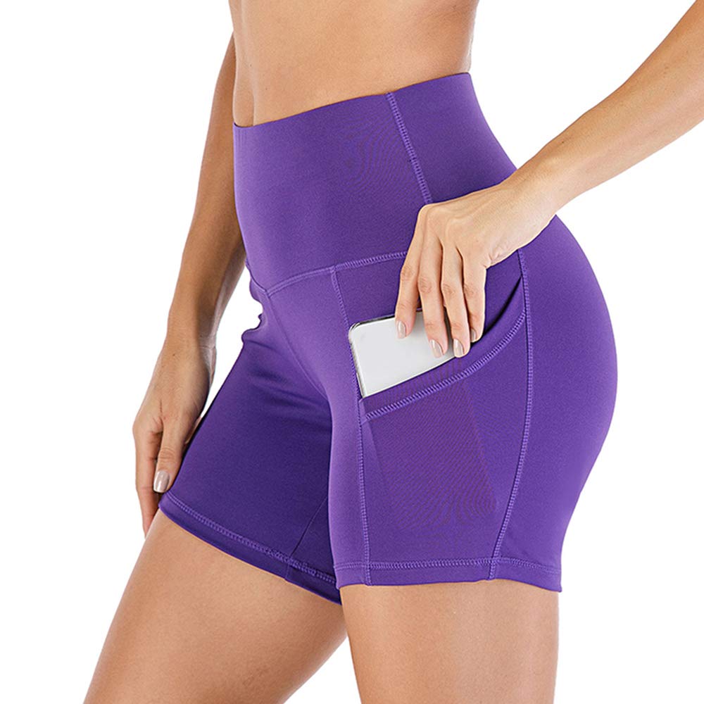 HOMETA High Waist Yoga Shorts for Women - Workout Running Compression Biker Shorts with Side Pockets - Perfect for Gym, Yoga, Running & Casual Wear