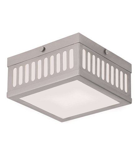 7.5 Inch 2-Light Brushed Nickel Flush Mount Ceiling Fixture with Medium Base - Perfect for Bedroom, Hallway, or Closet Lighting