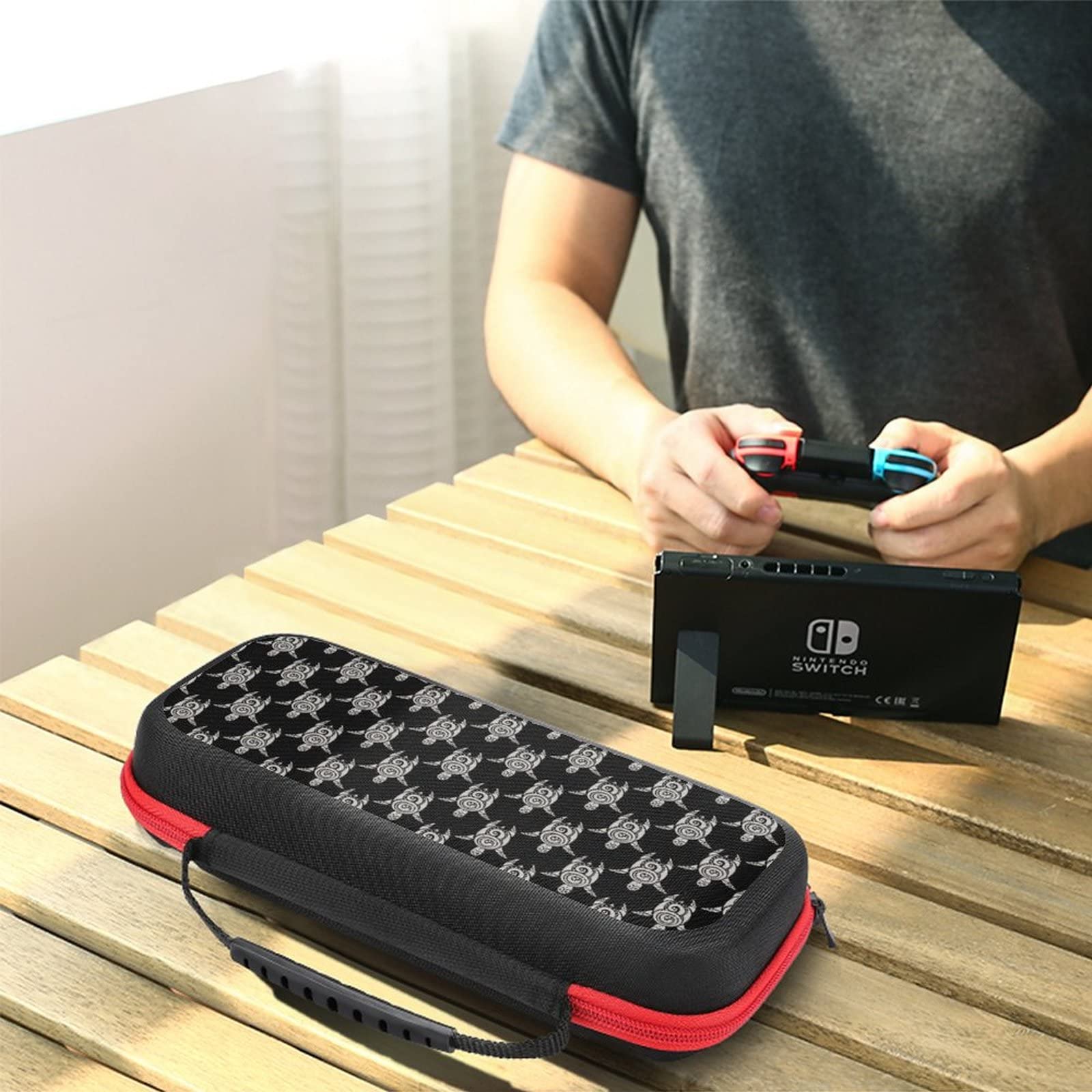 Polynesian Tribal Sea Turtles Nintendo Switch Carrying Case - Portable Travel Cover with 20 Game Card Slots - Perfect for Gaming On-The-Go & Travel Protection