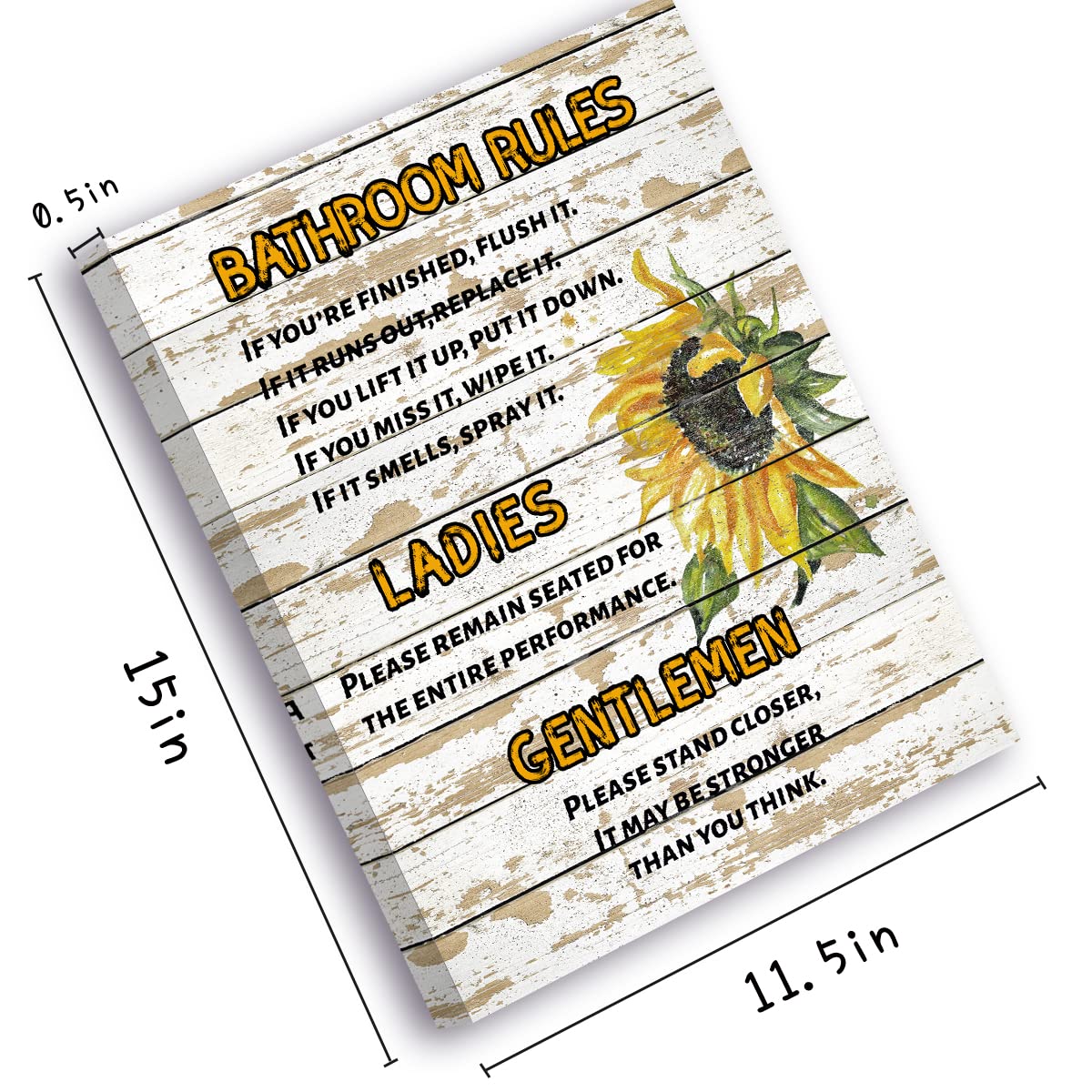 Sunflower Bathroom Wall Art - Farmhouse Decor 12x15