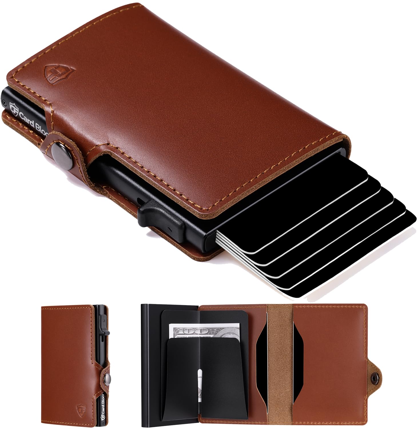 Conceal Plus RFID Blocking Slim Wallet for Men - Genuine Leather Credit Card Holder with Pop-Up Design | Perfect for Travel, Business & Everyday Use